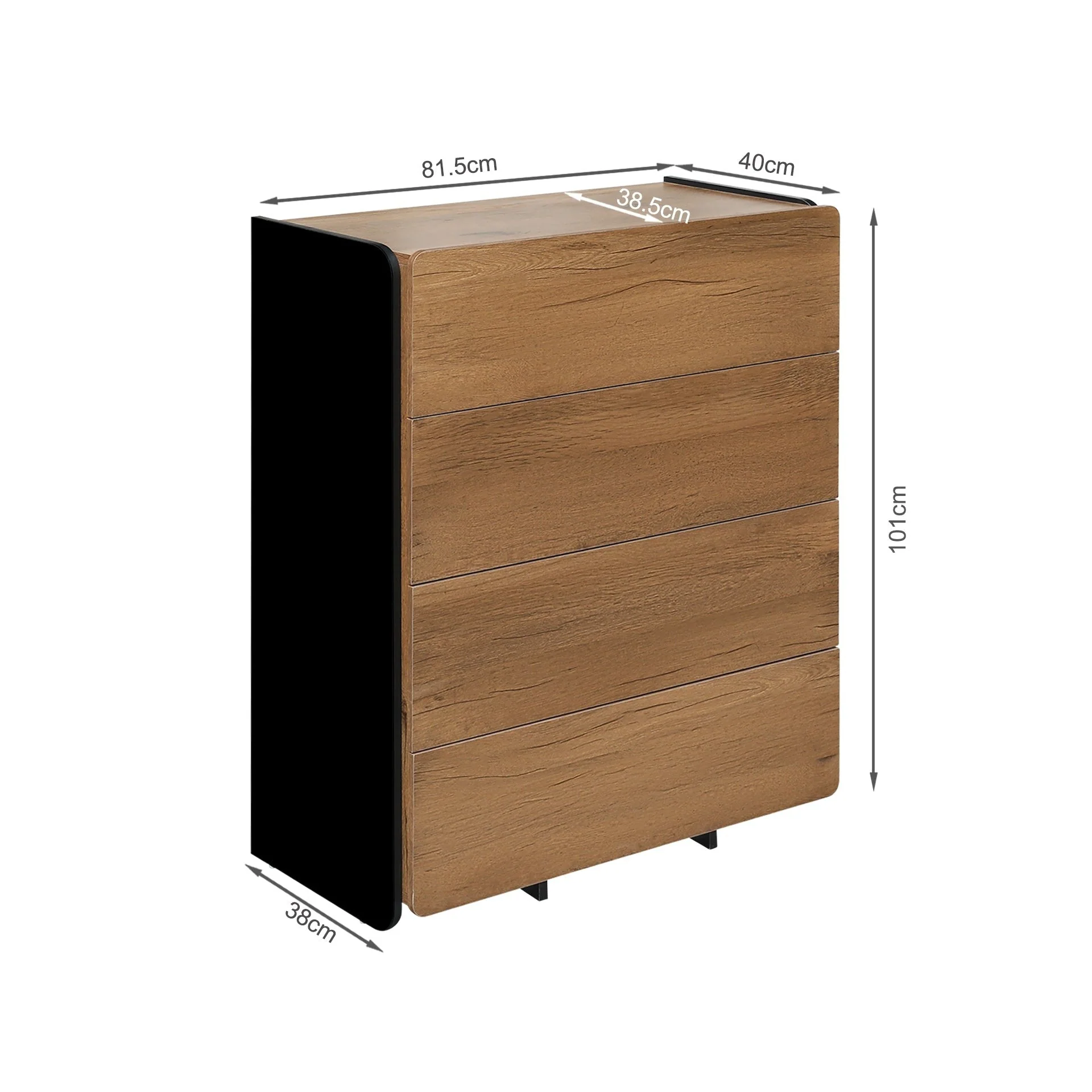 Dorian 4 Drawers Tallboy - Walnut + Black - Image 10