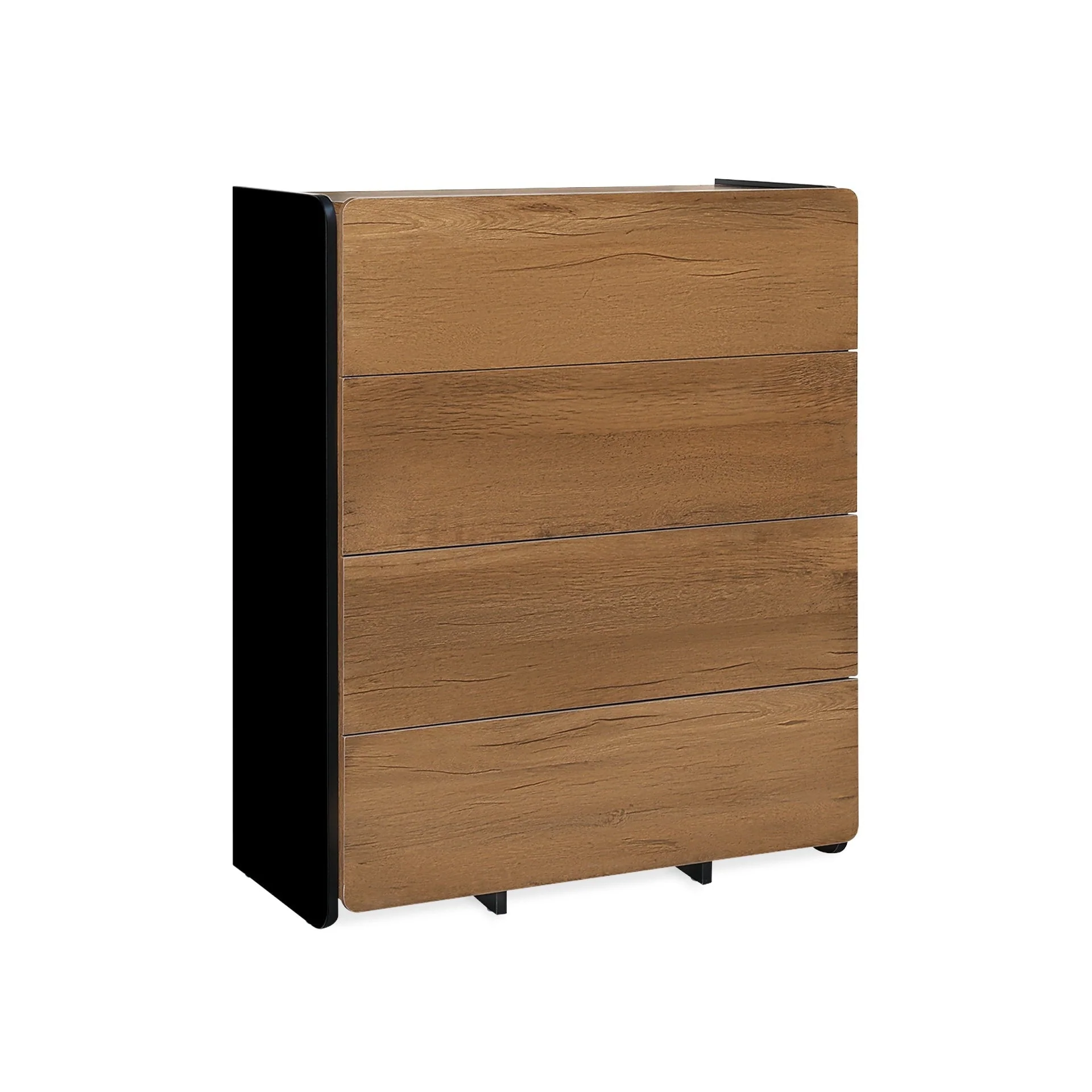 Dorian 4 Drawers Tallboy - Walnut + Black - Image 6