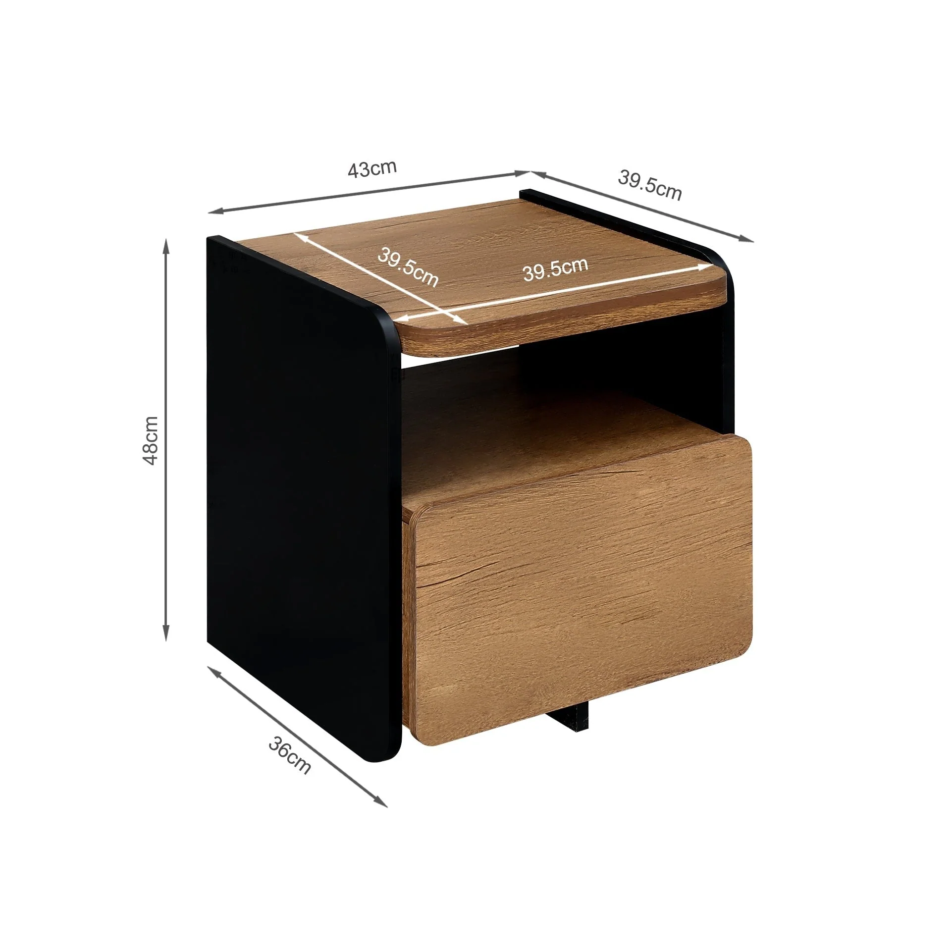 Dorian Bedside Table - Walnut + Black - Image 10