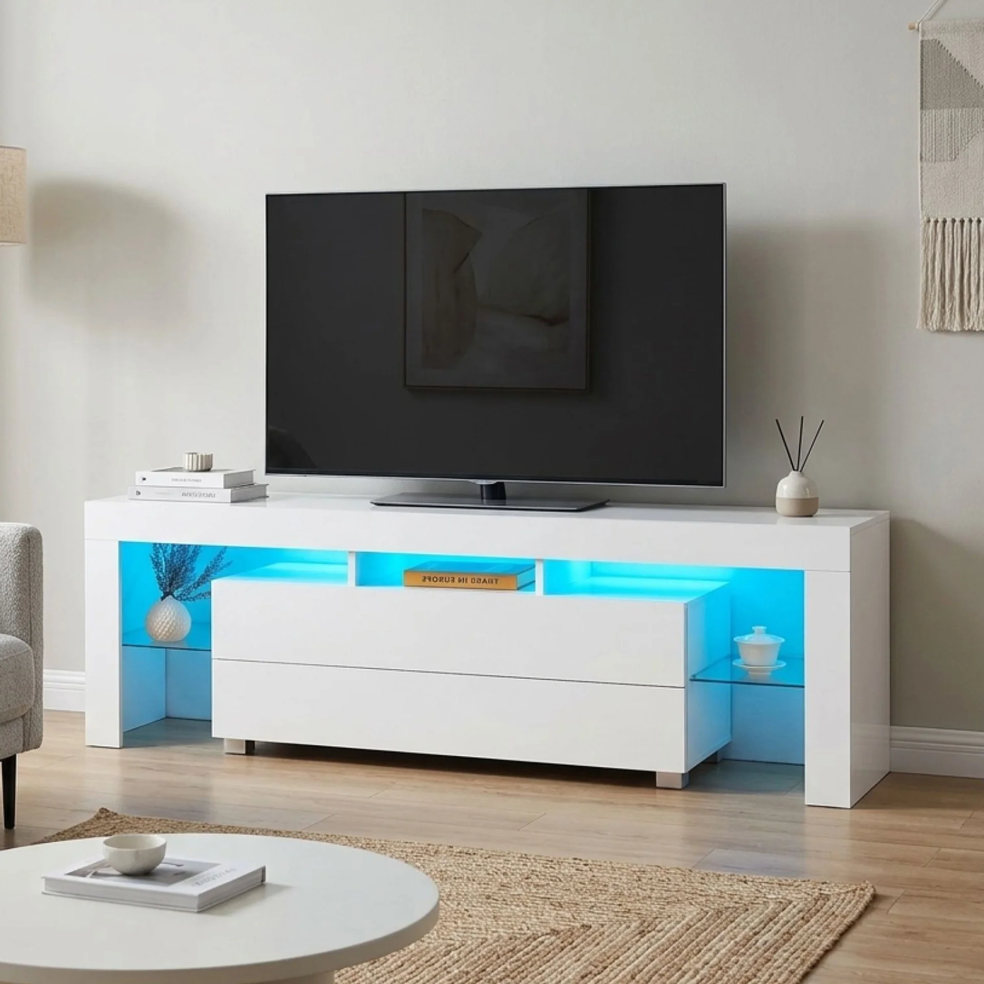 Dothan 1.6m LED Entertainment Unit - White