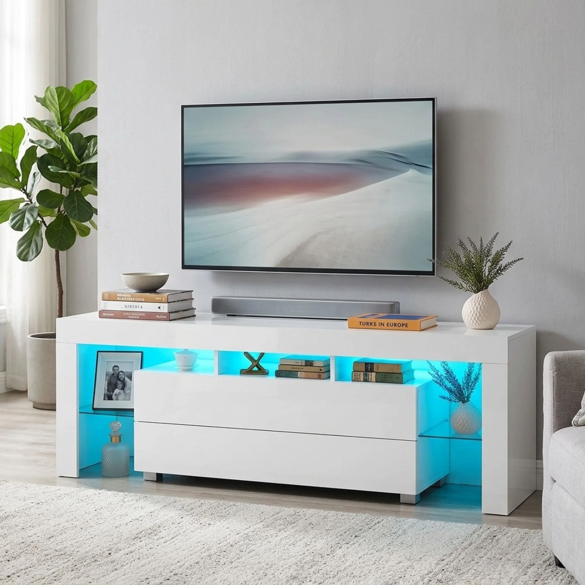 Dothan 1.6m LED Entertainment Unit - White - Image 5