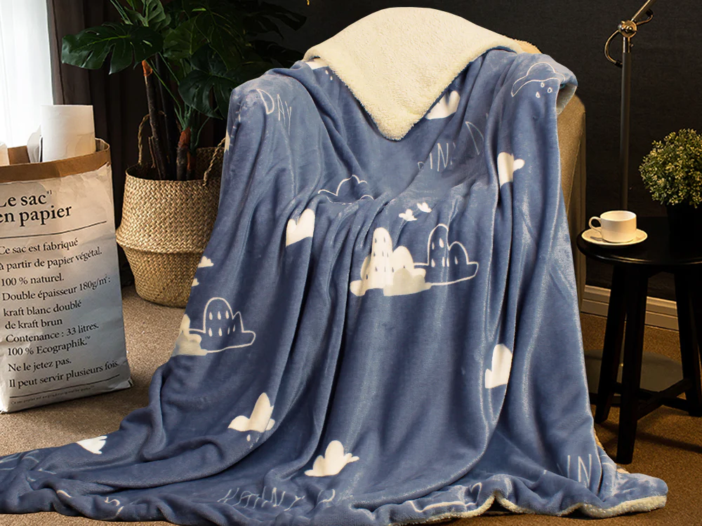 Double Layer Warm Fleece Blanket - RAIN - Image 7