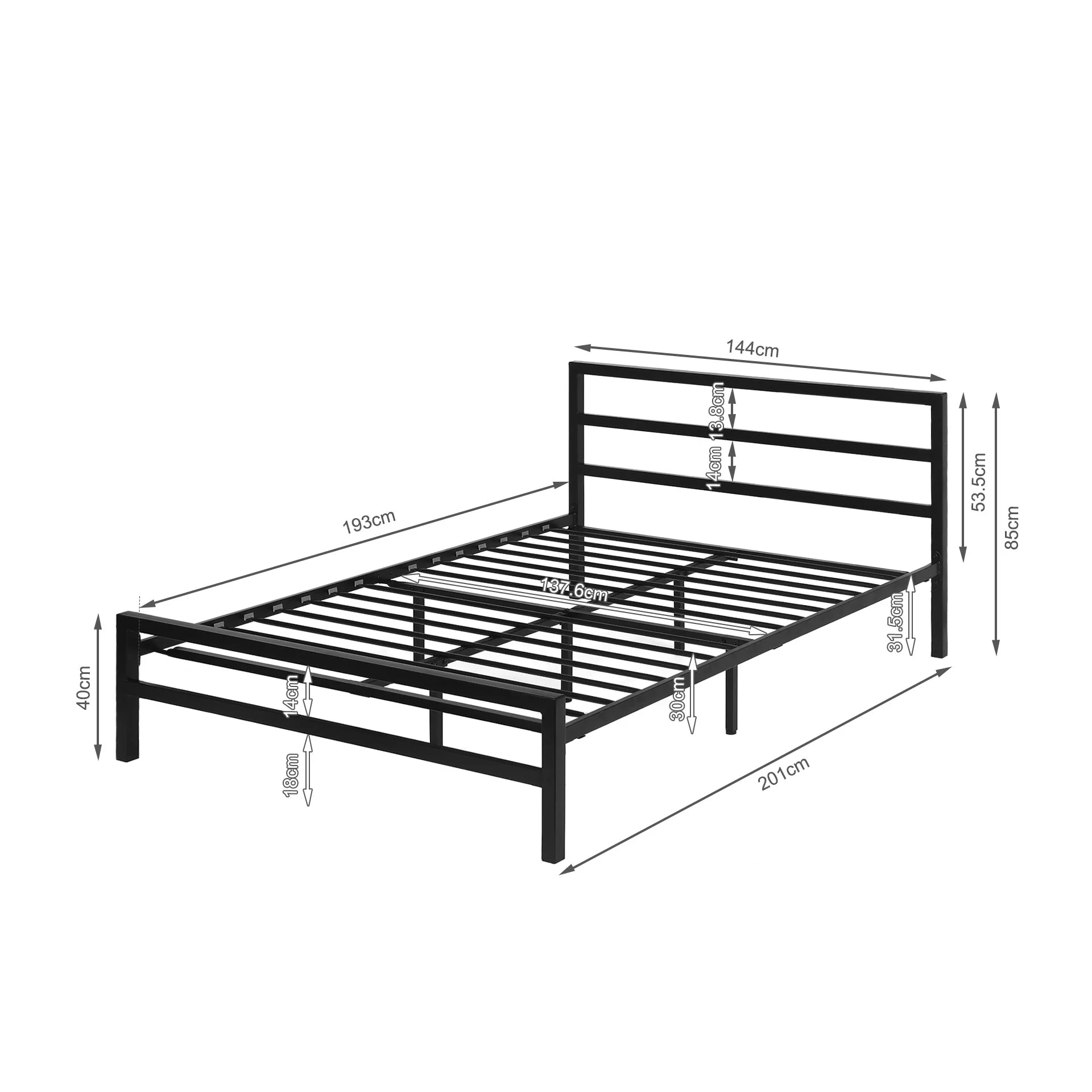 Dowe Double Metal Bed Frame - Black - Image 12