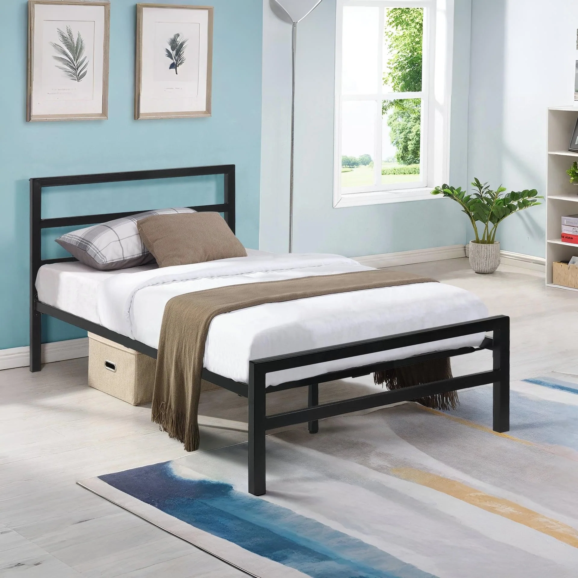 Dowe King Single Metal Bed Frame - Black - Image 2
