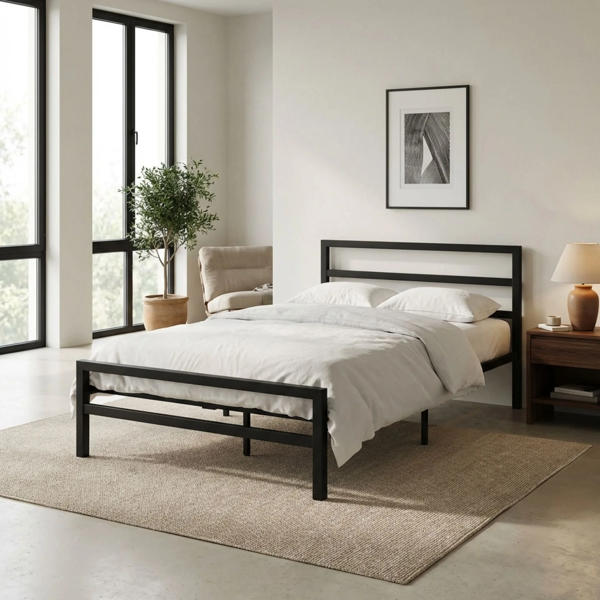Dowe King Single Metal Bed Frame - Black - Image 5