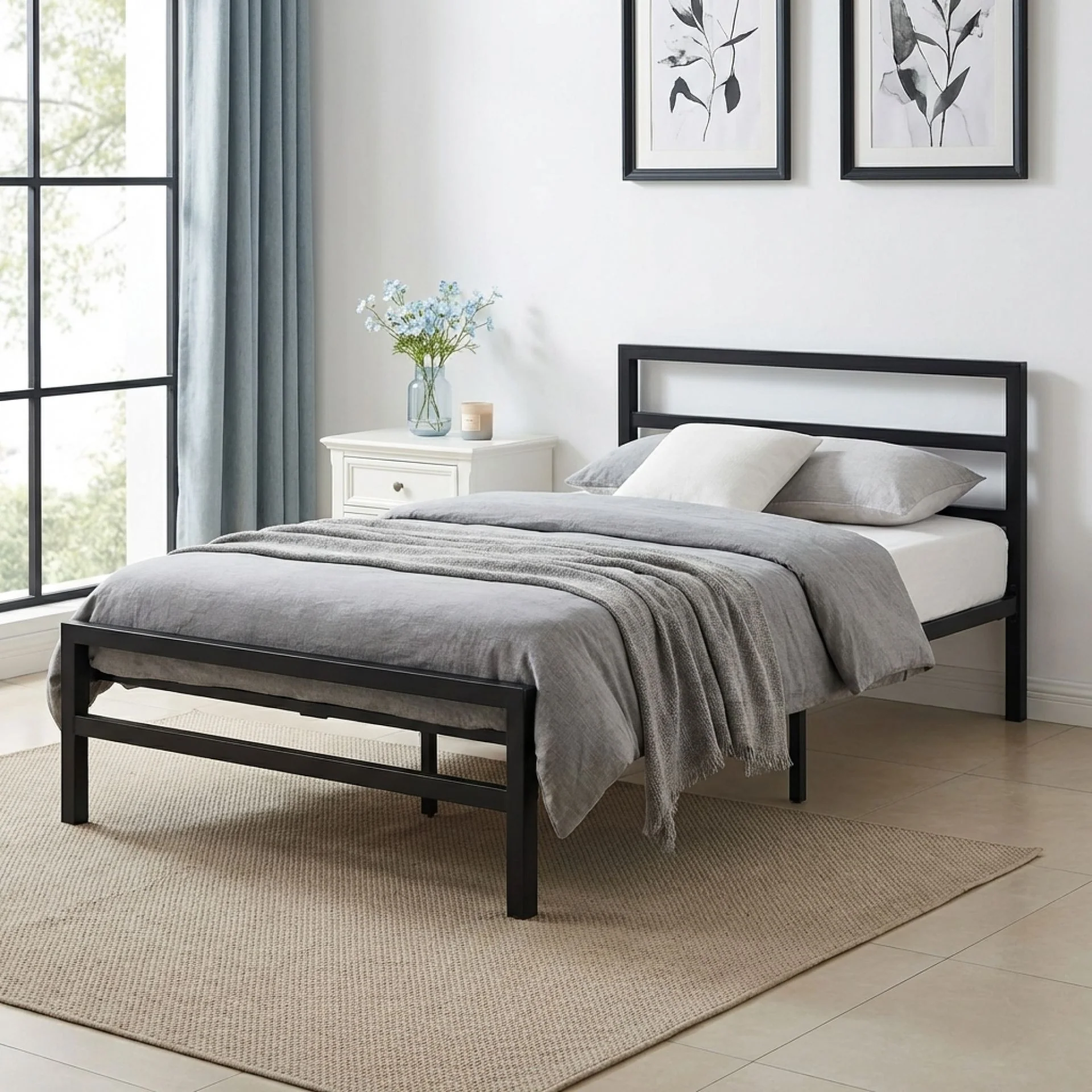 Dowe King Single Metal Bed Frame - Black - Image 6