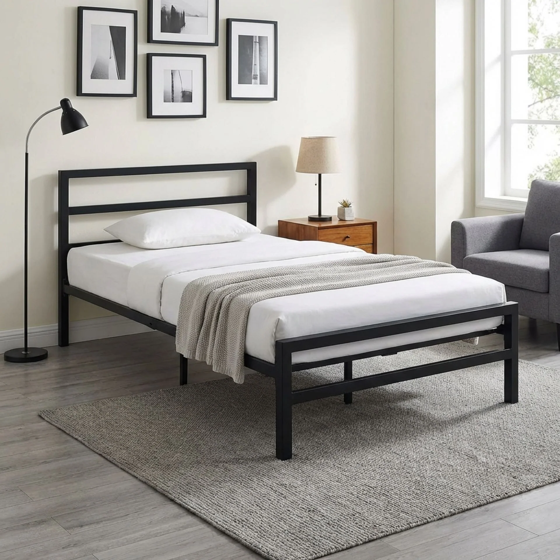 Dowe King Single Metal Bed Frame - Black - Image 7