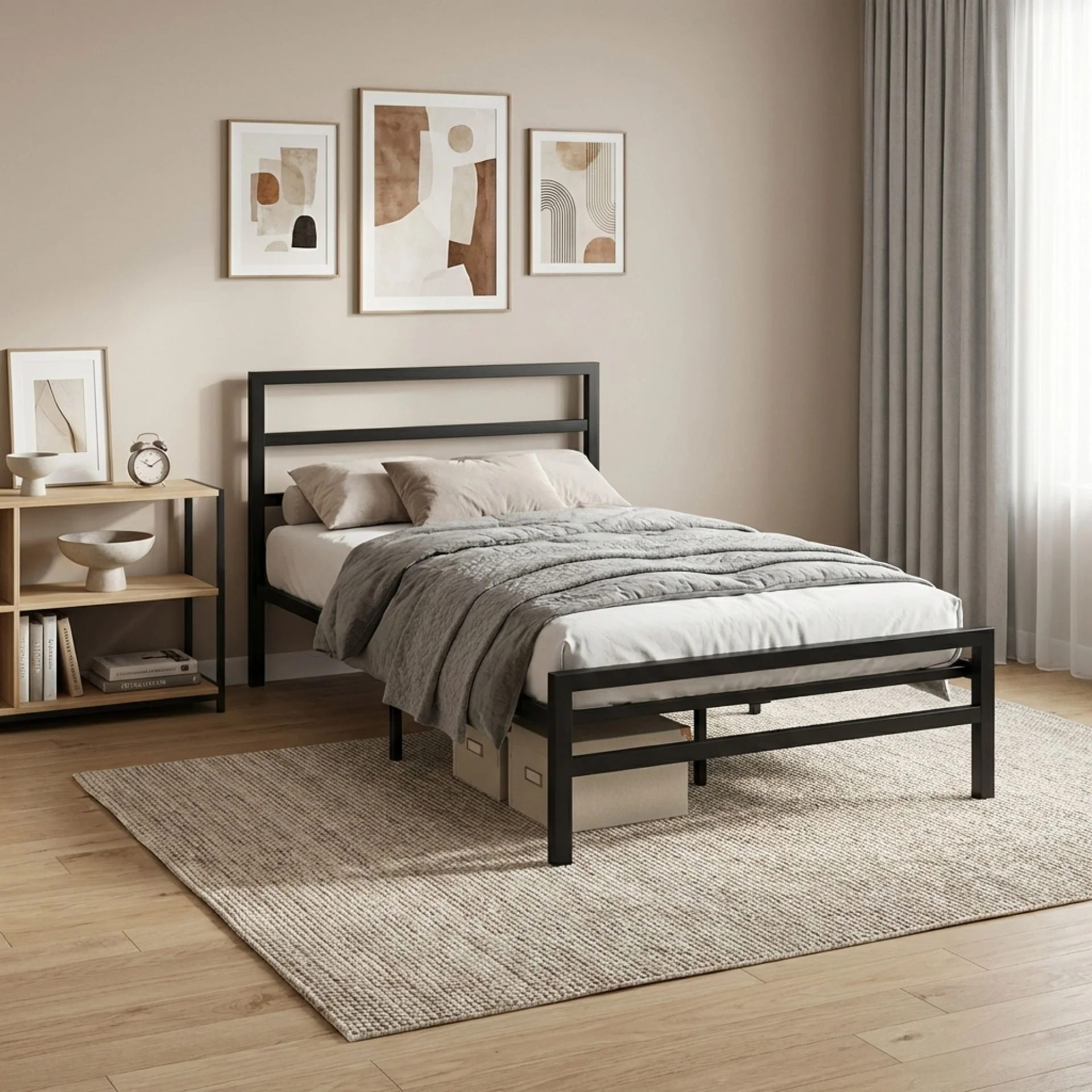 Dowe King Single Metal Bed Frame - Black - Image 8