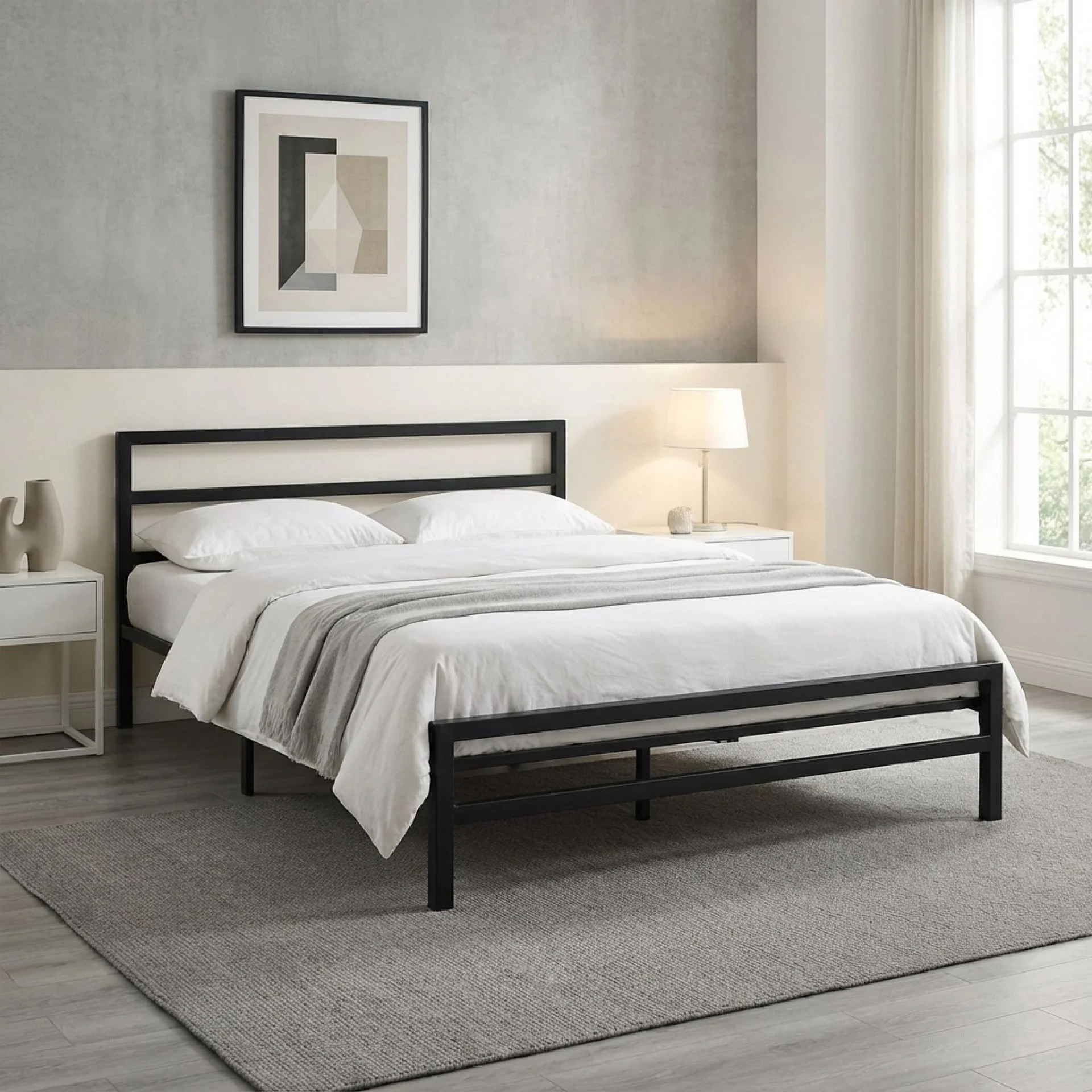 Dowe Queen Metal Bed Frame - Black - Image 3