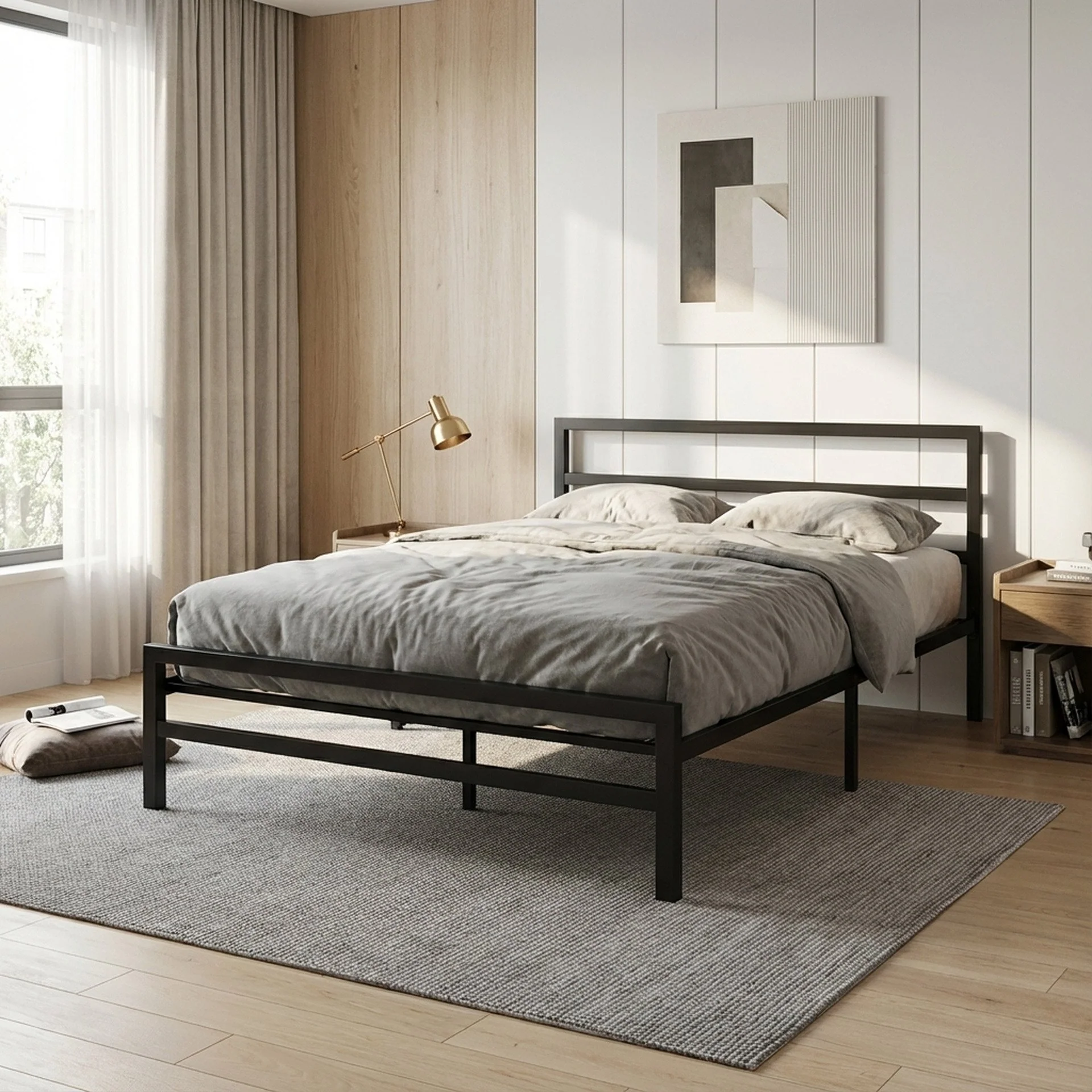 Dowe Queen Metal Bed Frame - Black - Image 4