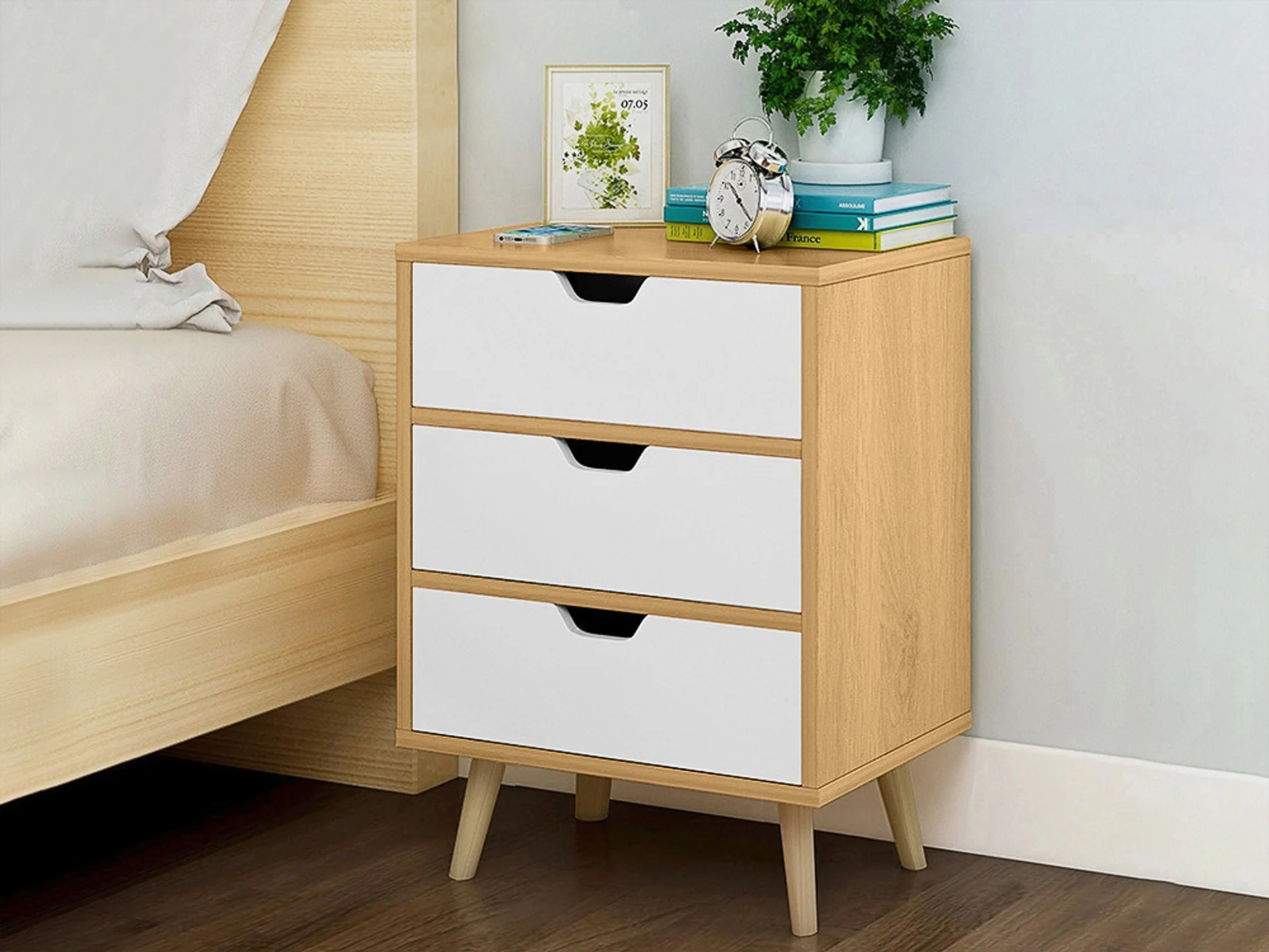 Drew Bedside Table - Maple
