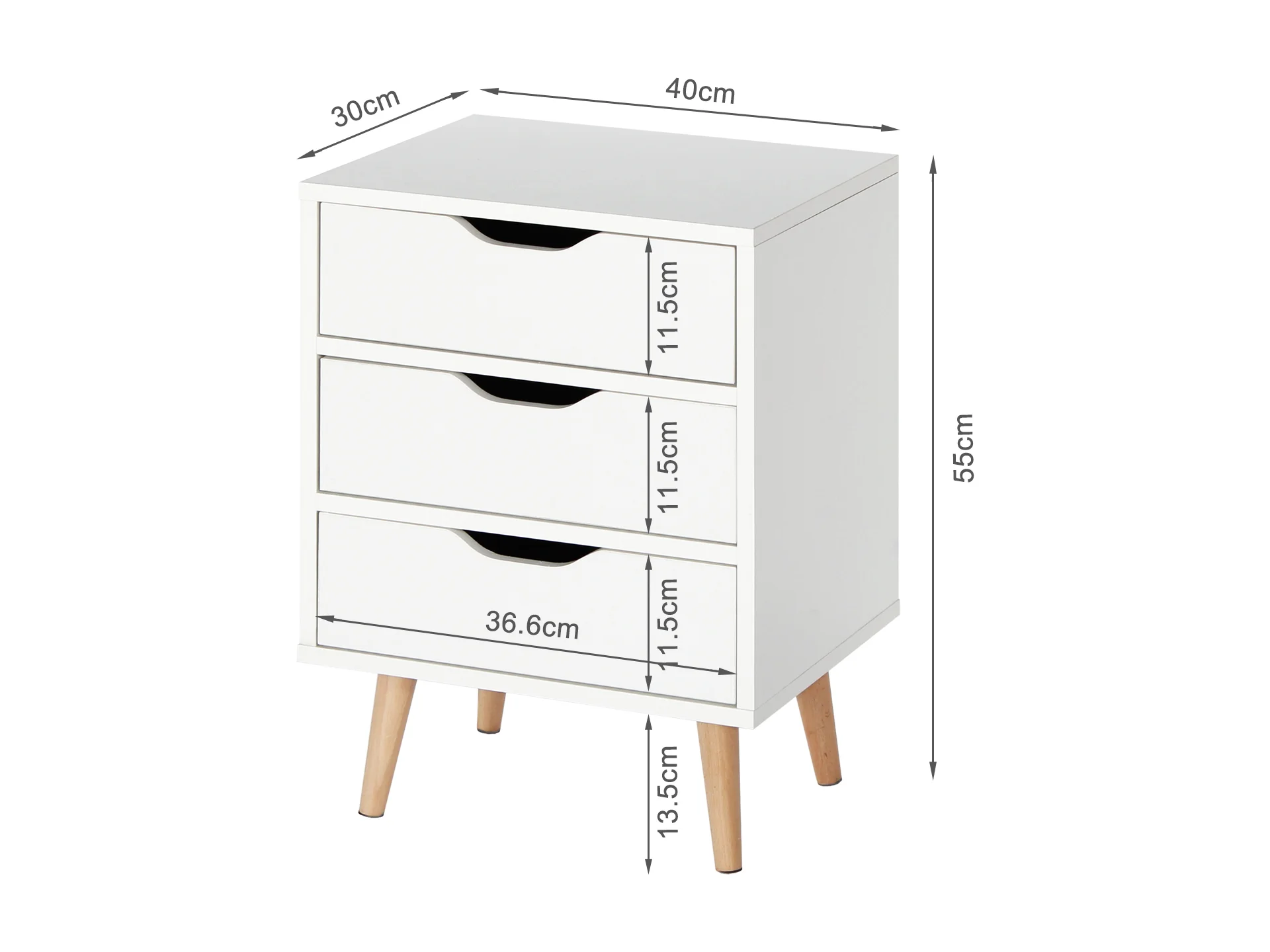 DREW Bedside Table Nightstand - WHITE - Image 6
