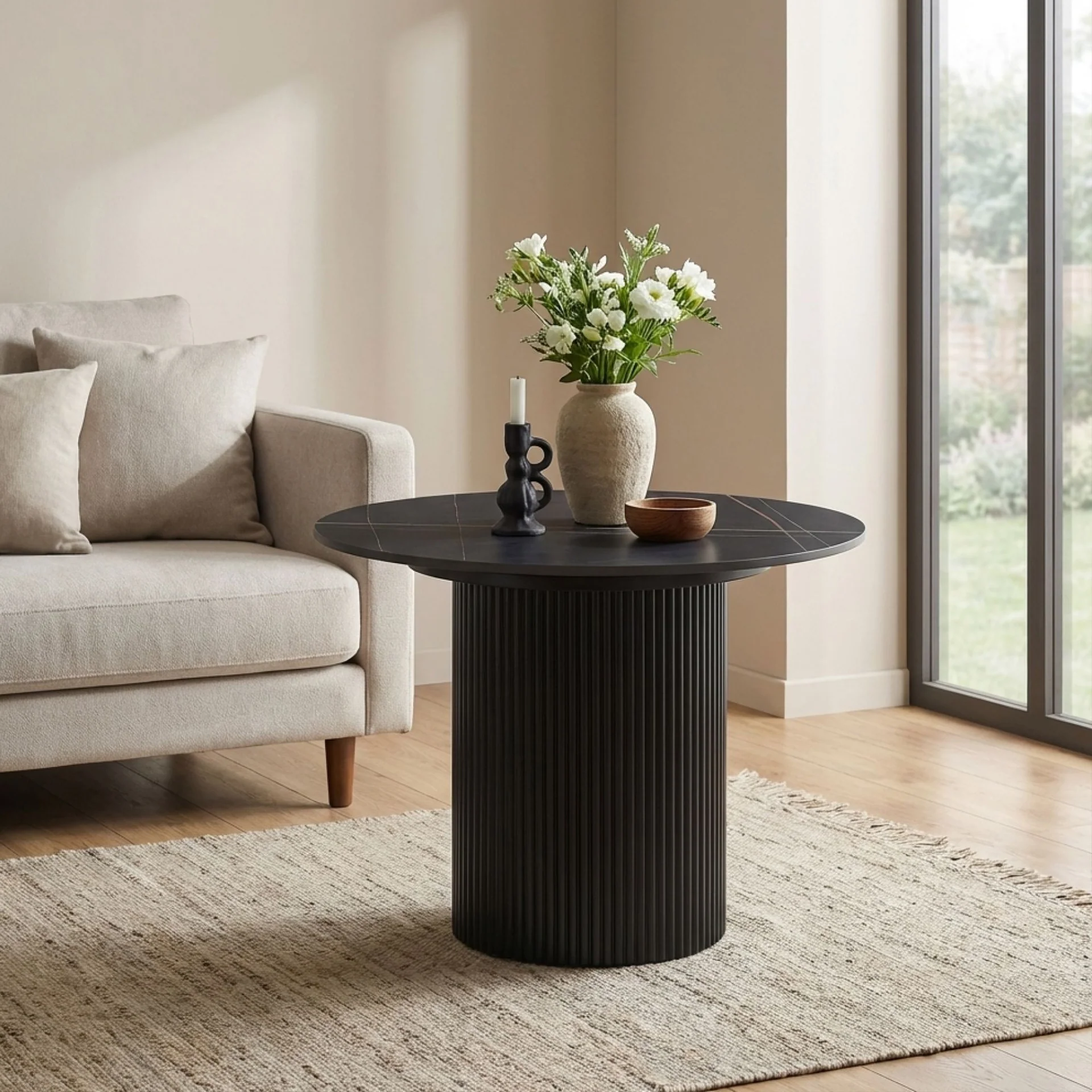 Dylan Ceramic Top Coffee Table 60cm - Black - Image 4