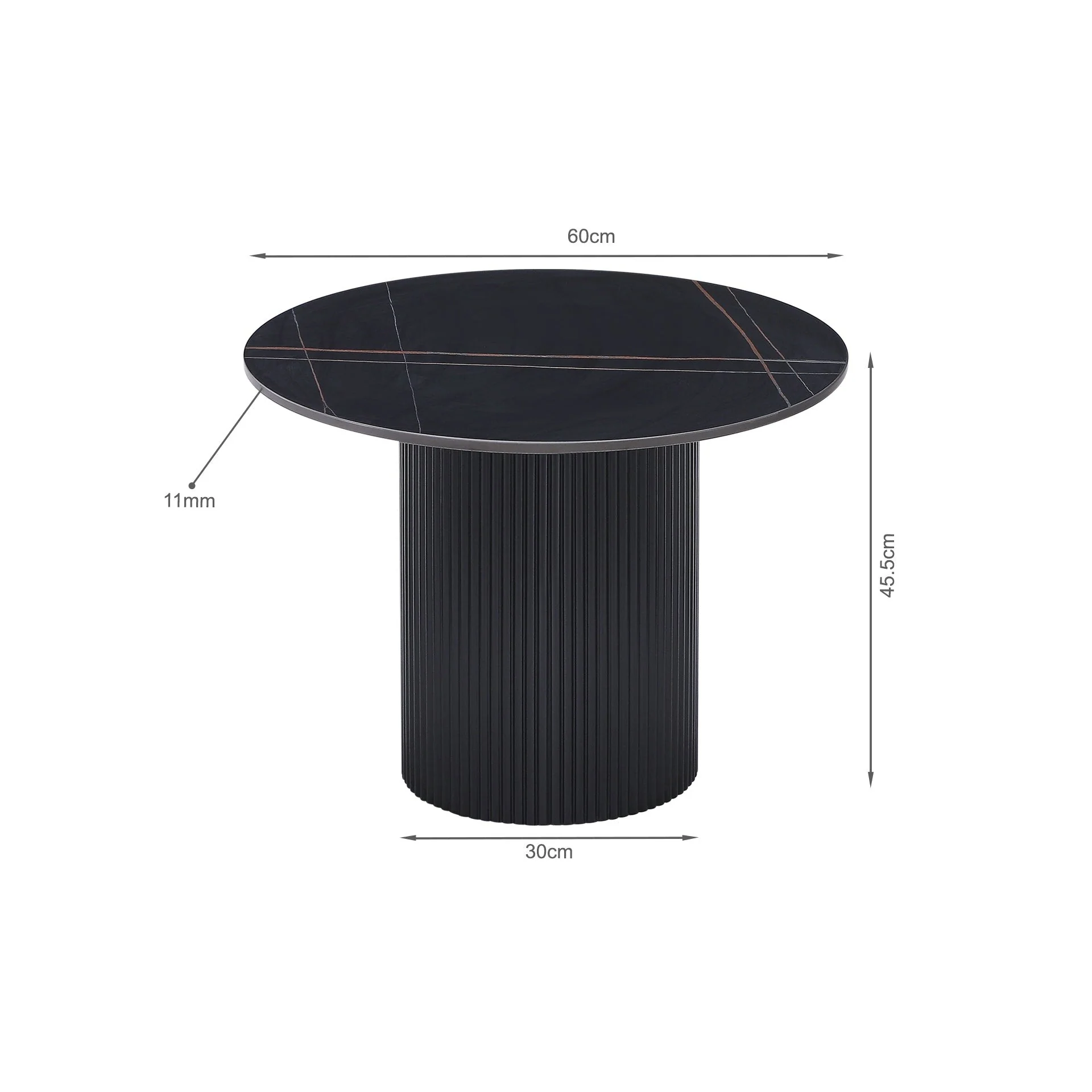 Dylan Ceramic Top Coffee Table 60cm - Black - Image 7