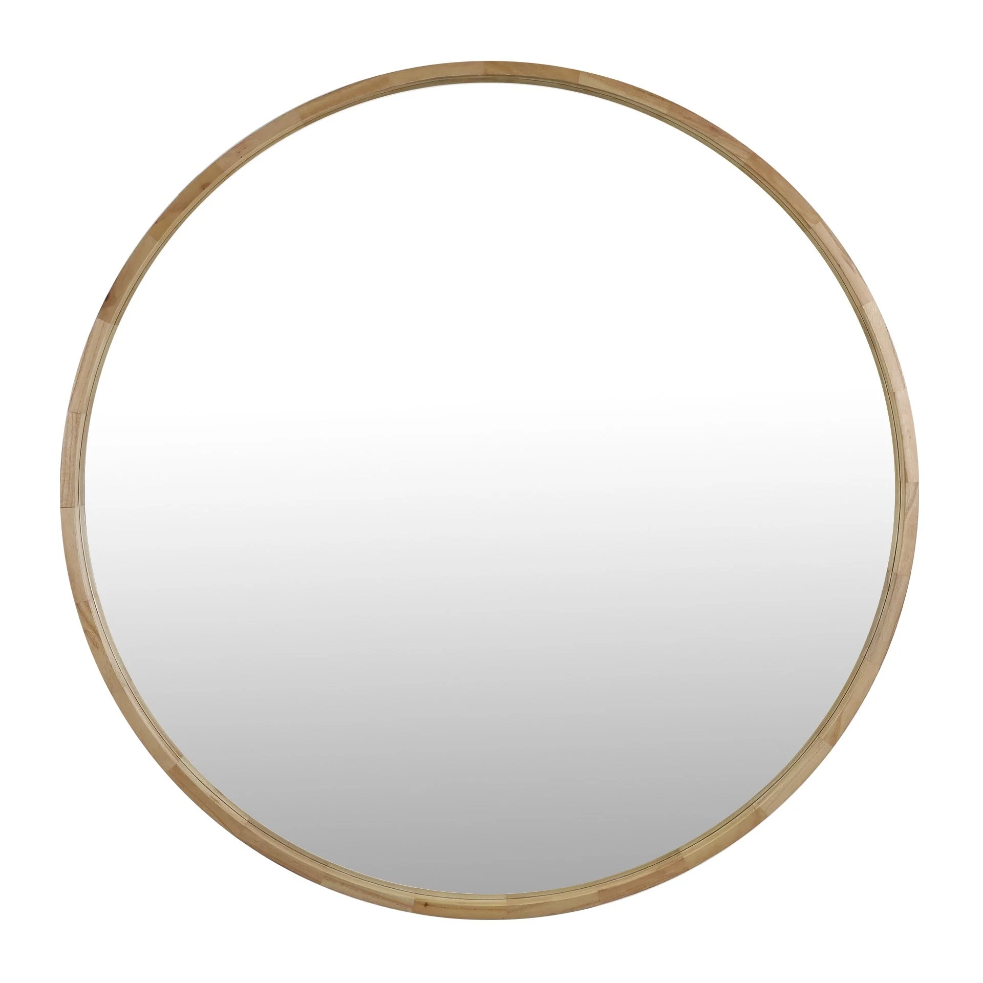 Echo Round Wooden Framed Wall Mirror 120cm - Light Wood - Image 7