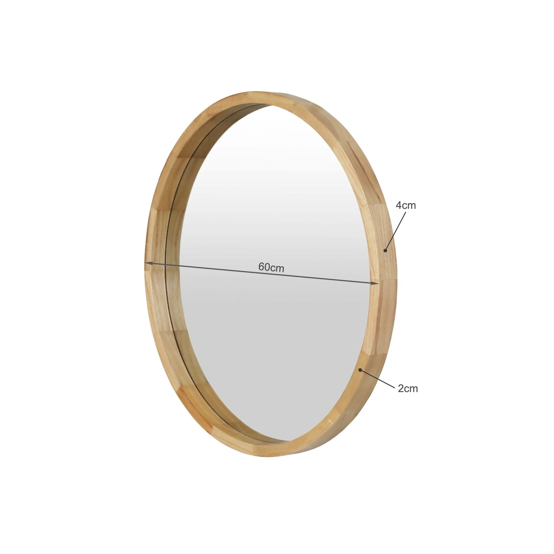 Echo Round Wooden Framed Wall Mirror 60cm - Light Wood - Image 11