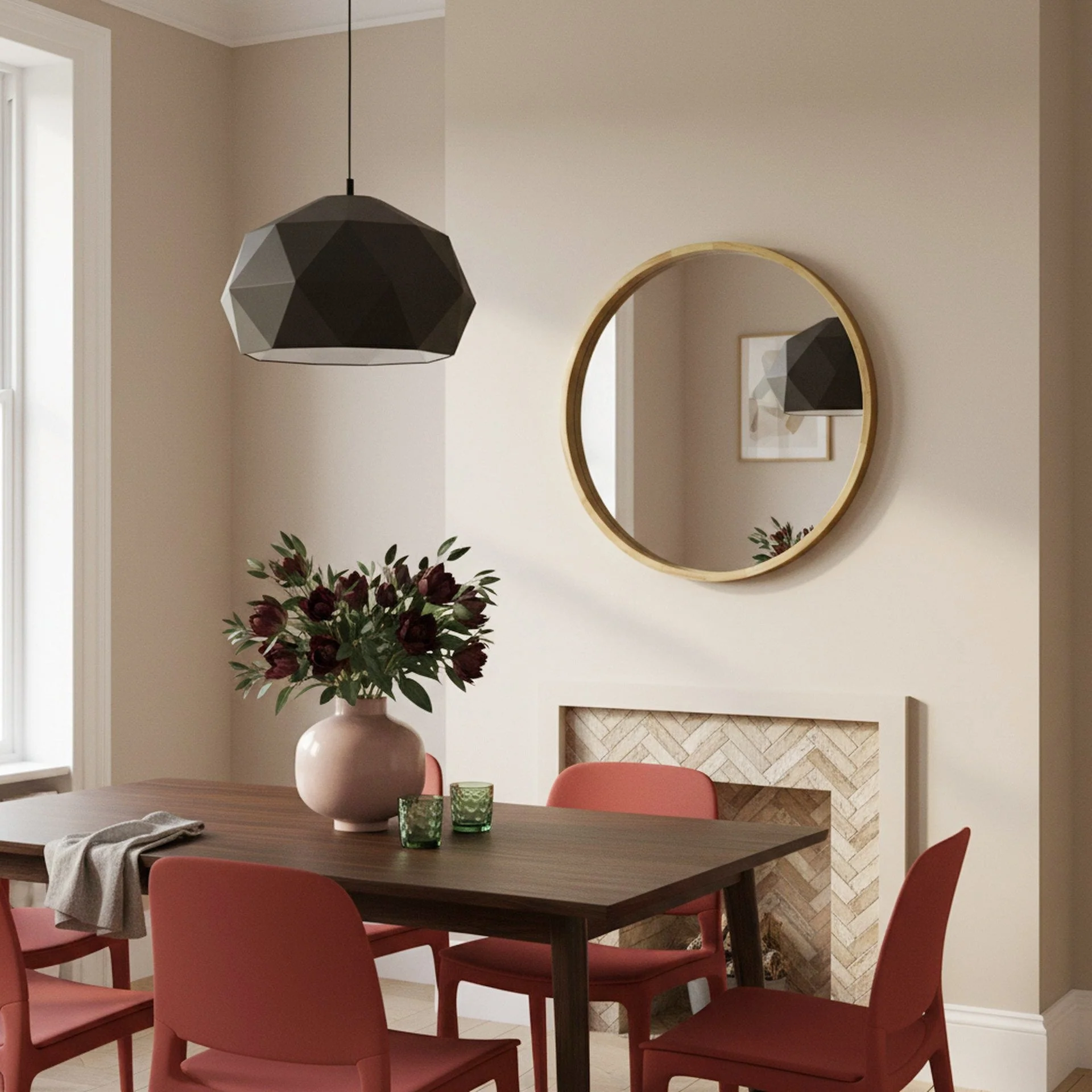 Echo Round Wooden Framed Wall Mirror 60cm - Light Wood - Image 4