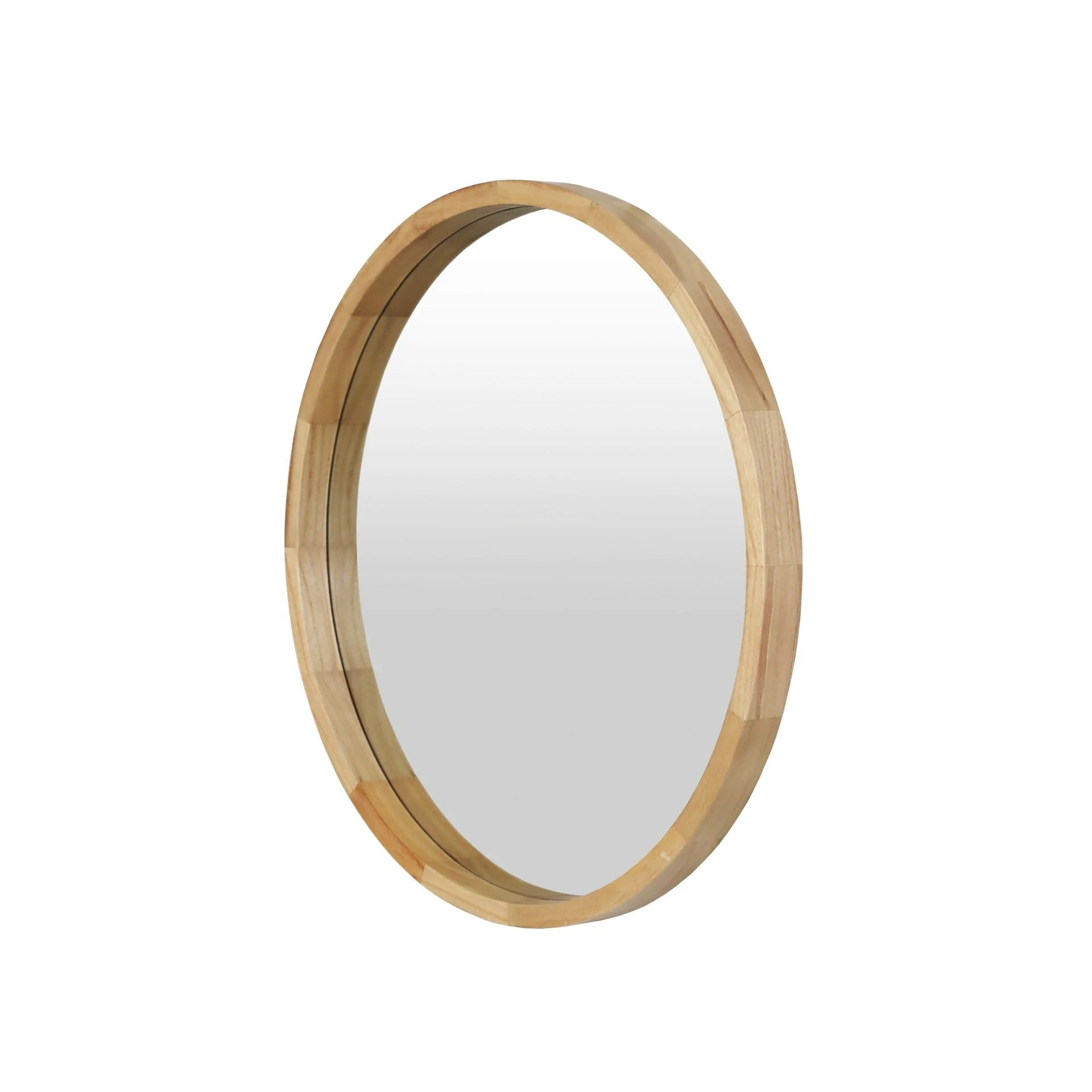 Echo Round Wooden Framed Wall Mirror 60cm - Light Wood - Image 8