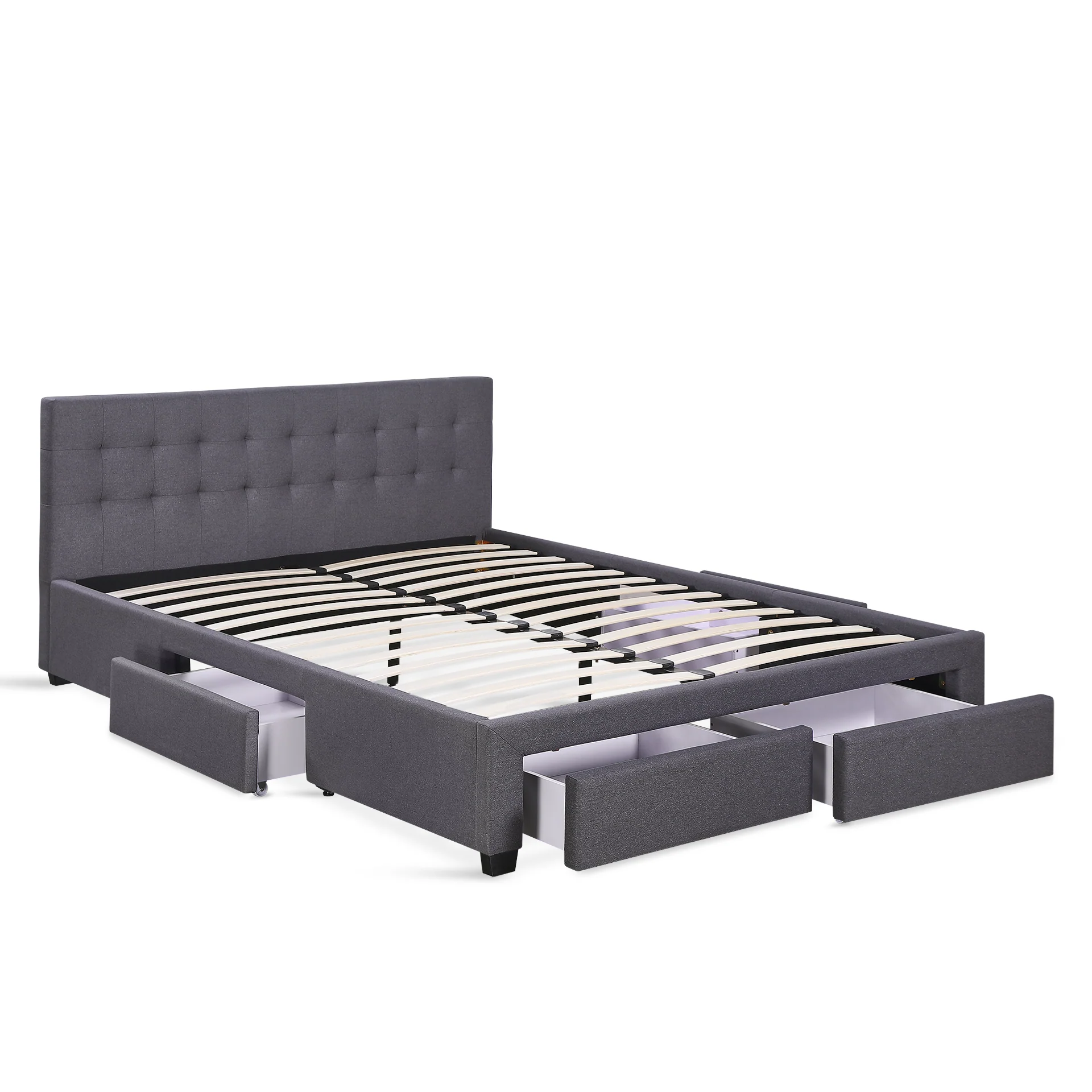 Eleanor Queen Bed Frame with 4 Drawers - Dark Grey - Image 10