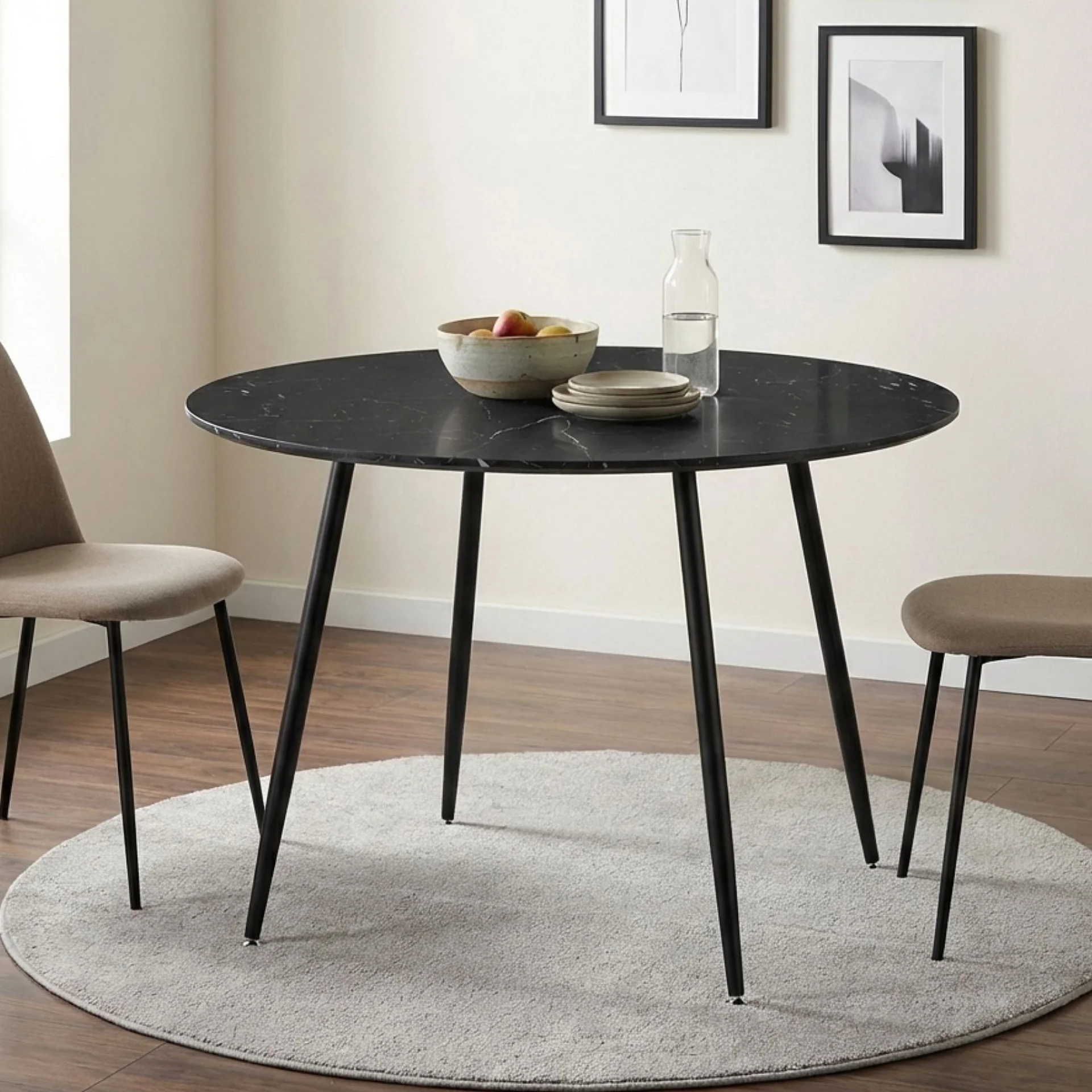 Elijah 100cm Round Dining Table - Black Silver - Image 4