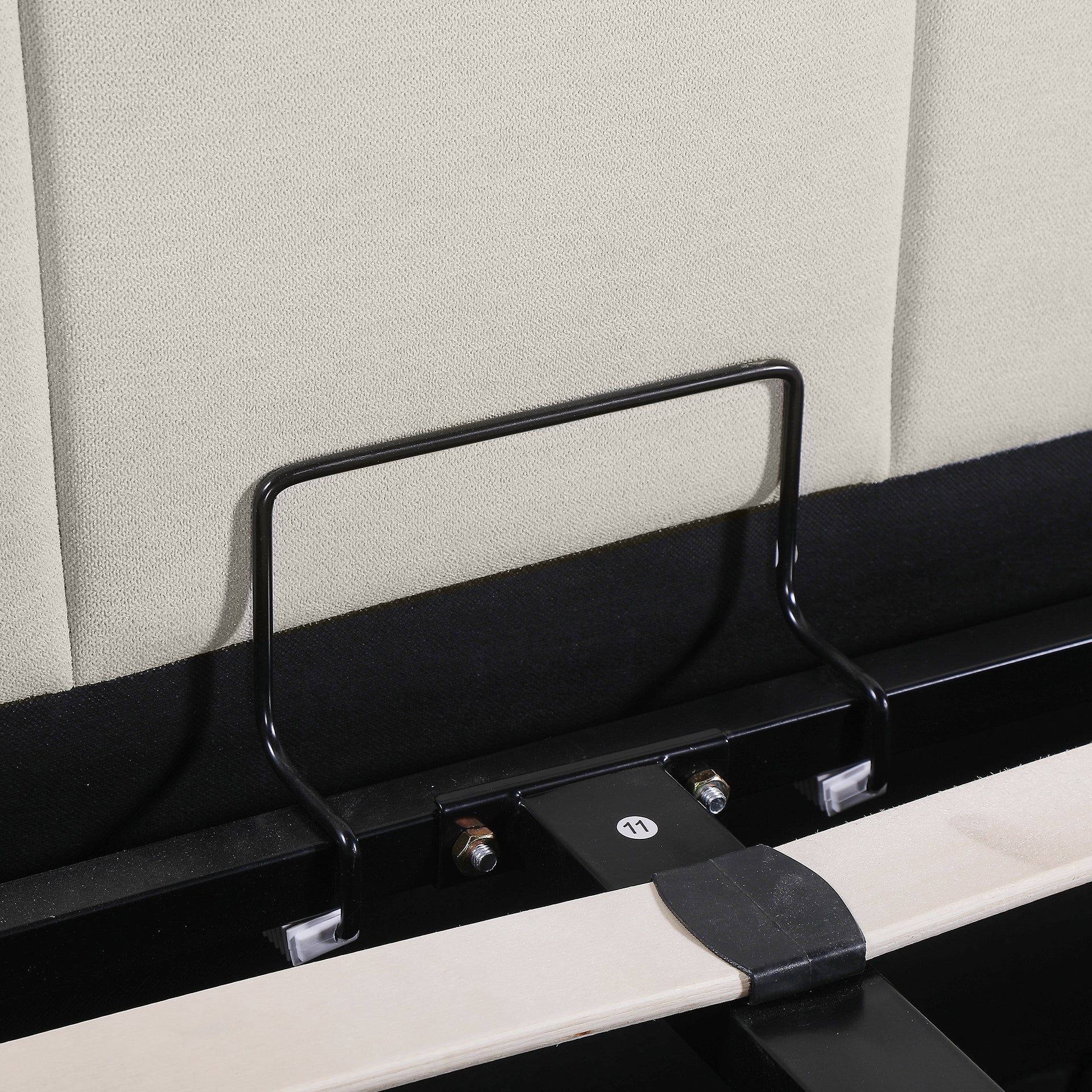 Elizabeth Queen Gas Lift Bed Frame - Beige - Image 12