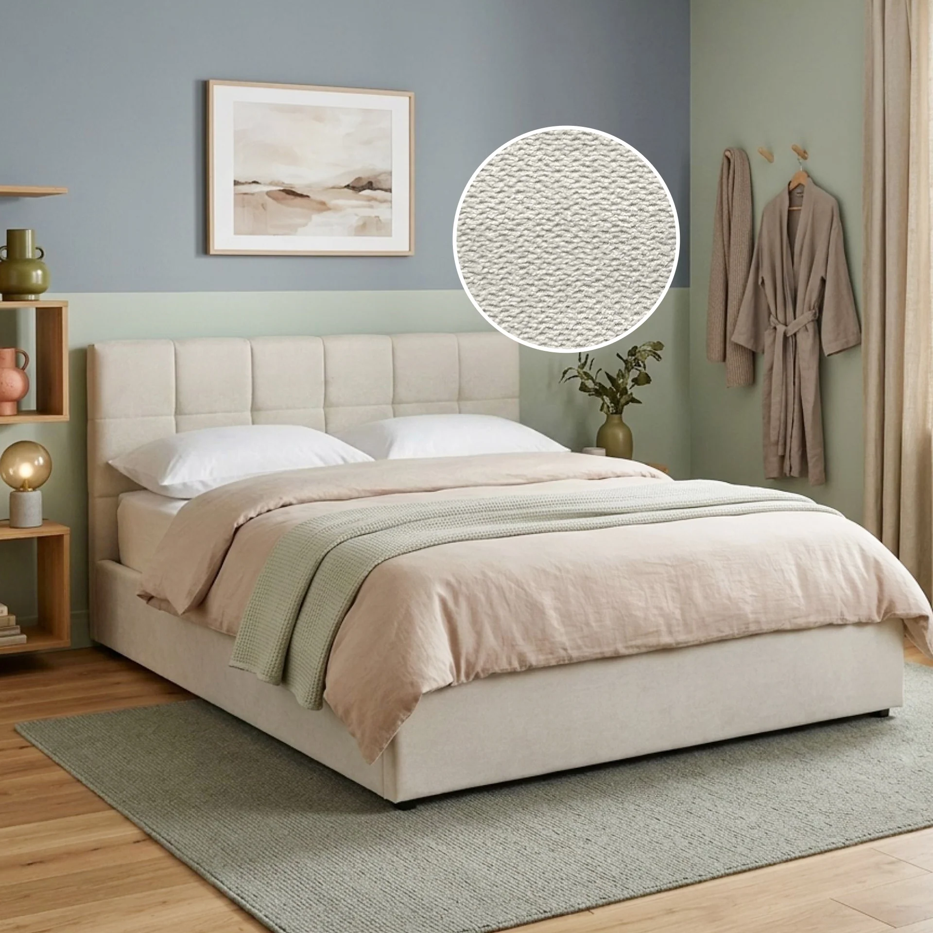 Elizabeth Queen Gas Lift Bed Frame - Beige - Image 2