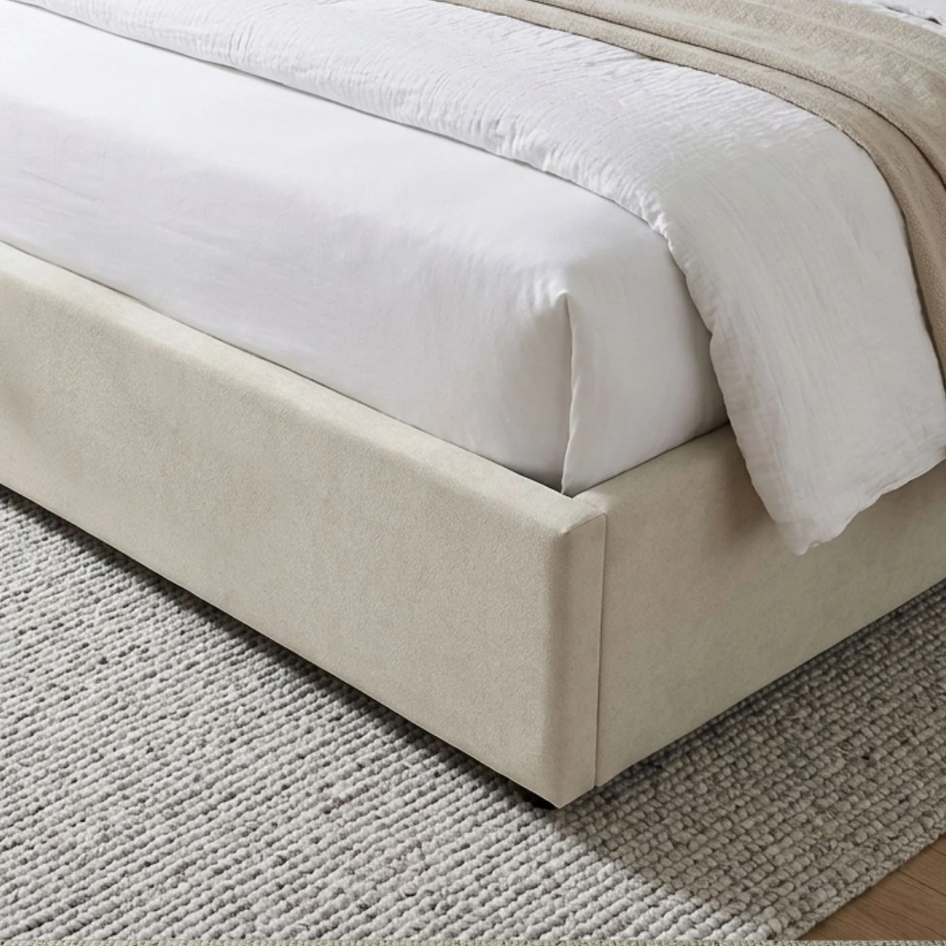 Elizabeth Queen Gas Lift Bed Frame - Beige - Image 7