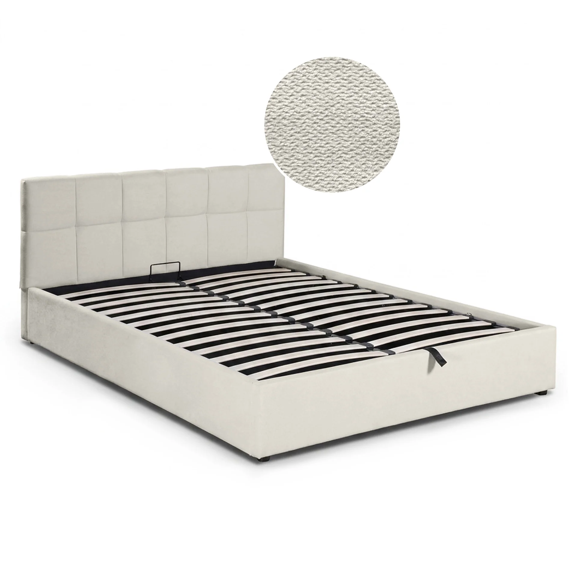 Elizabeth Queen Gas Lift Bed Frame - Beige - Image 8