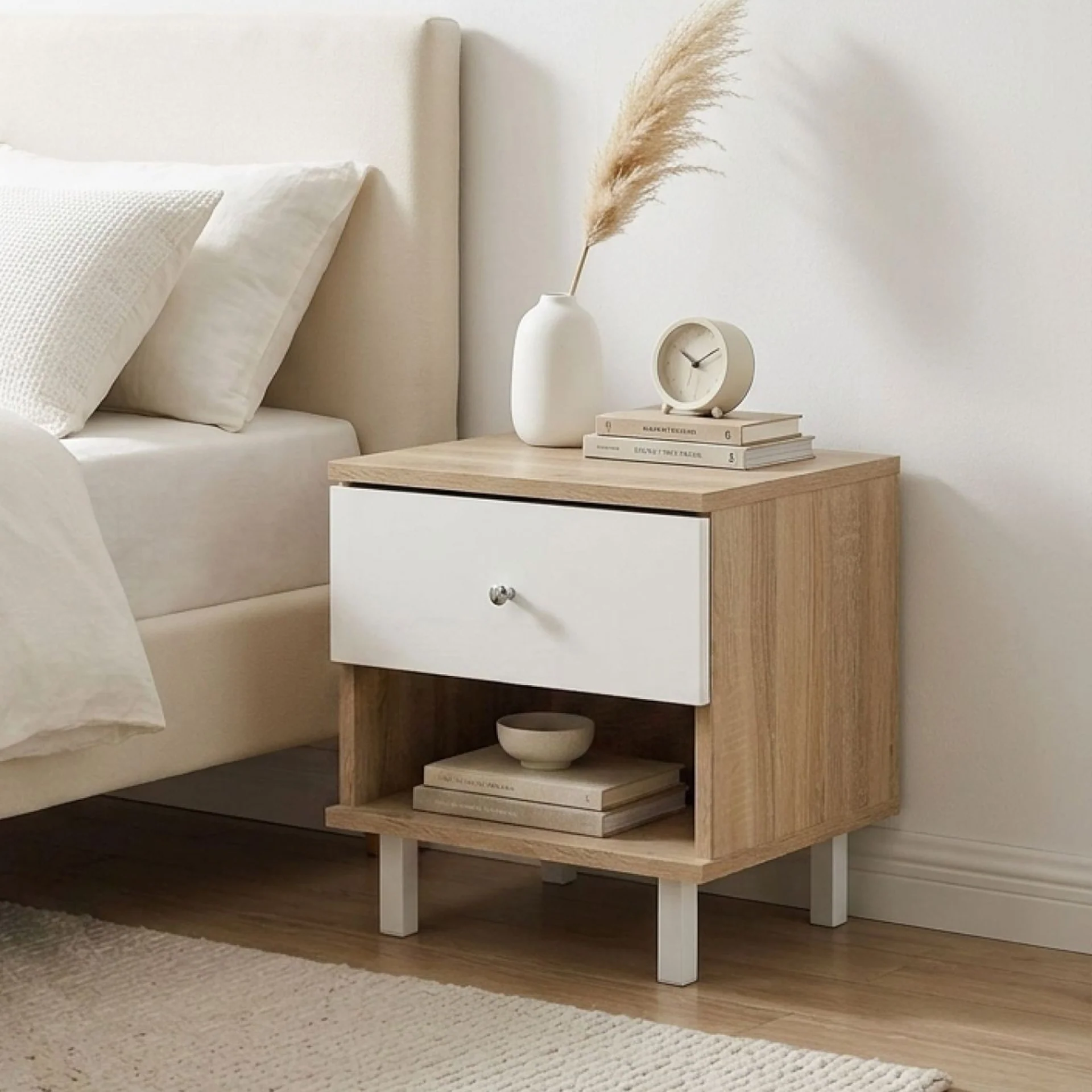 Ellis Bedside Table - Oak + White - Image 6