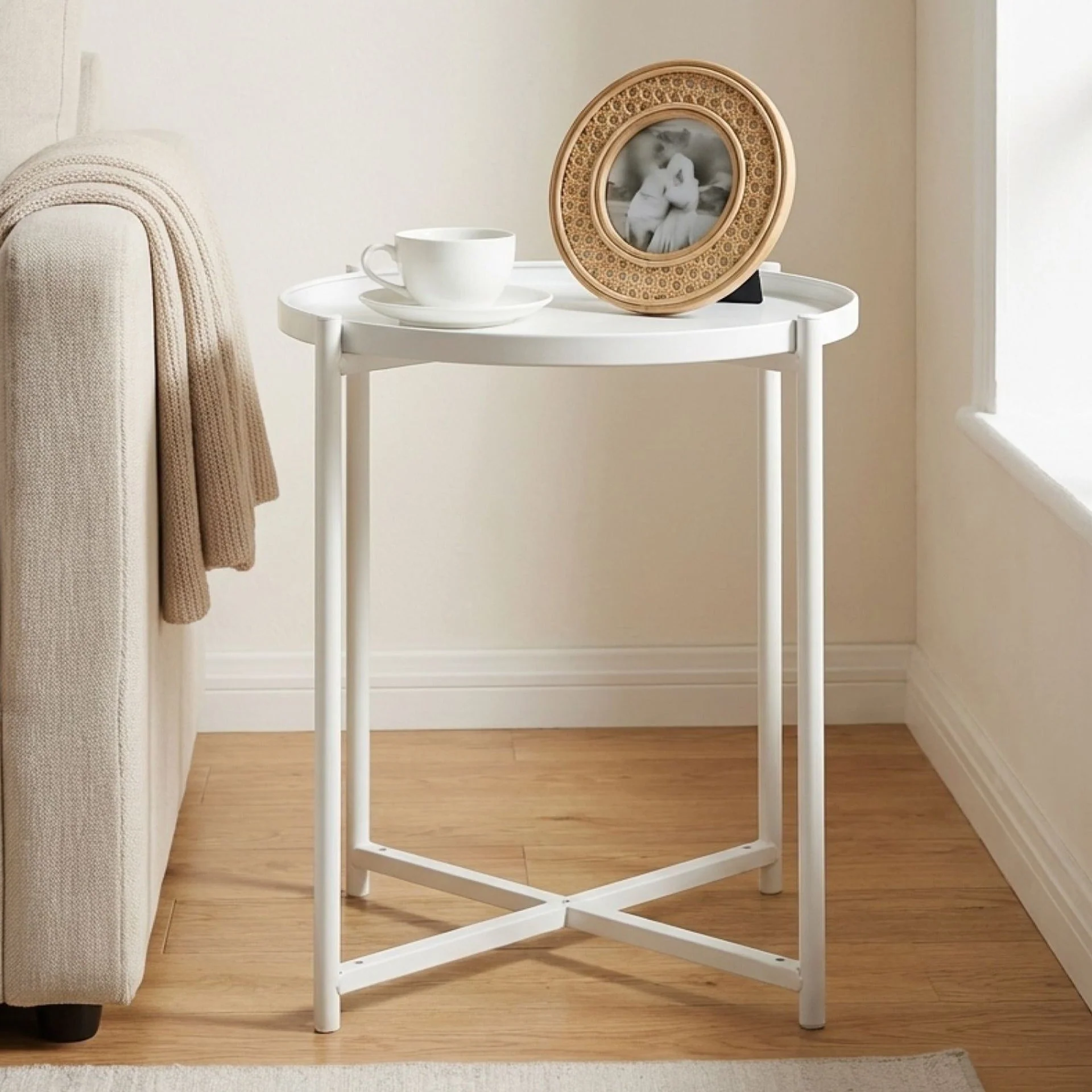Ellison Round Side Table Coffee Table - White - Image 2