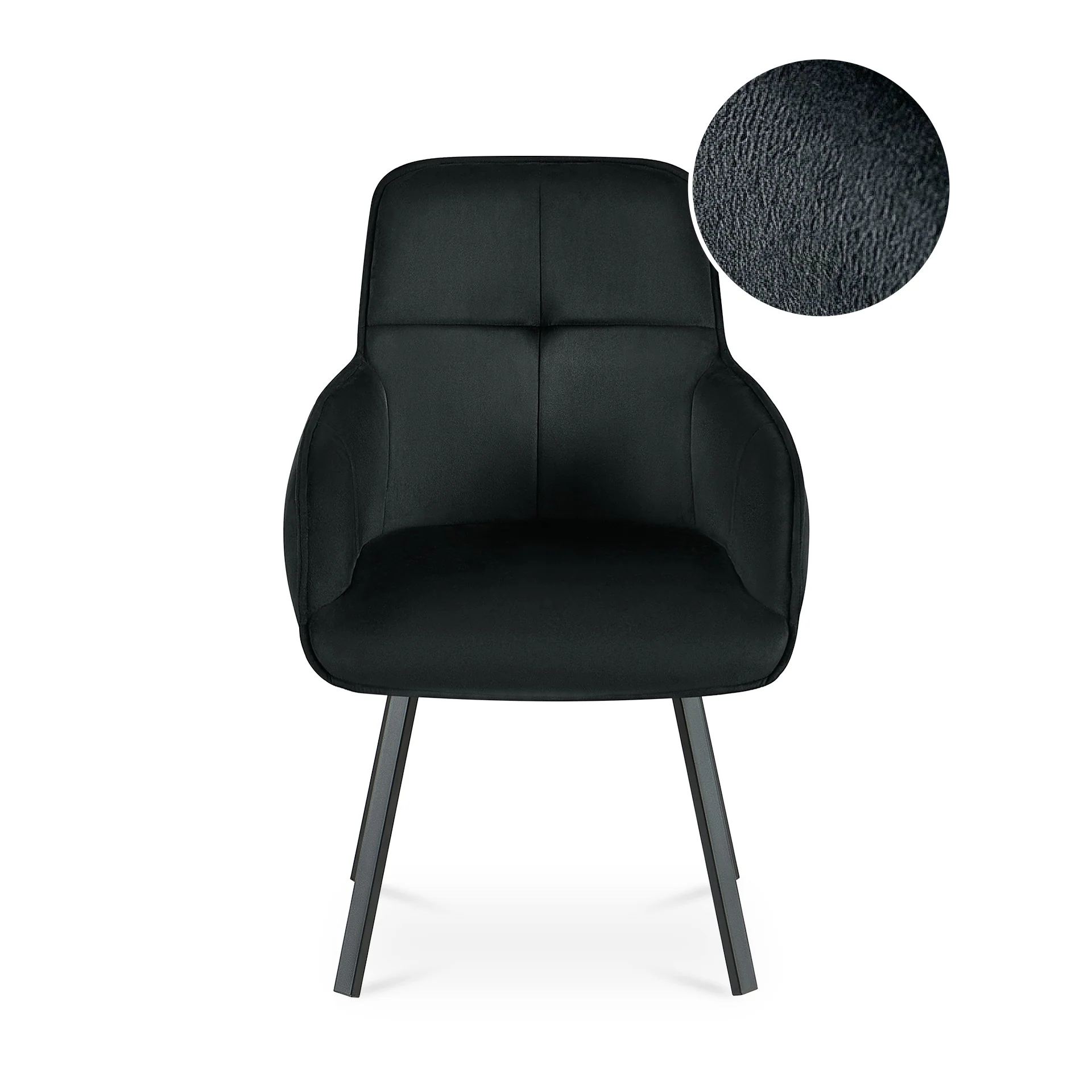 Elora Swivel Velvet Dining Chair - Set of 2 - Black - Image 7
