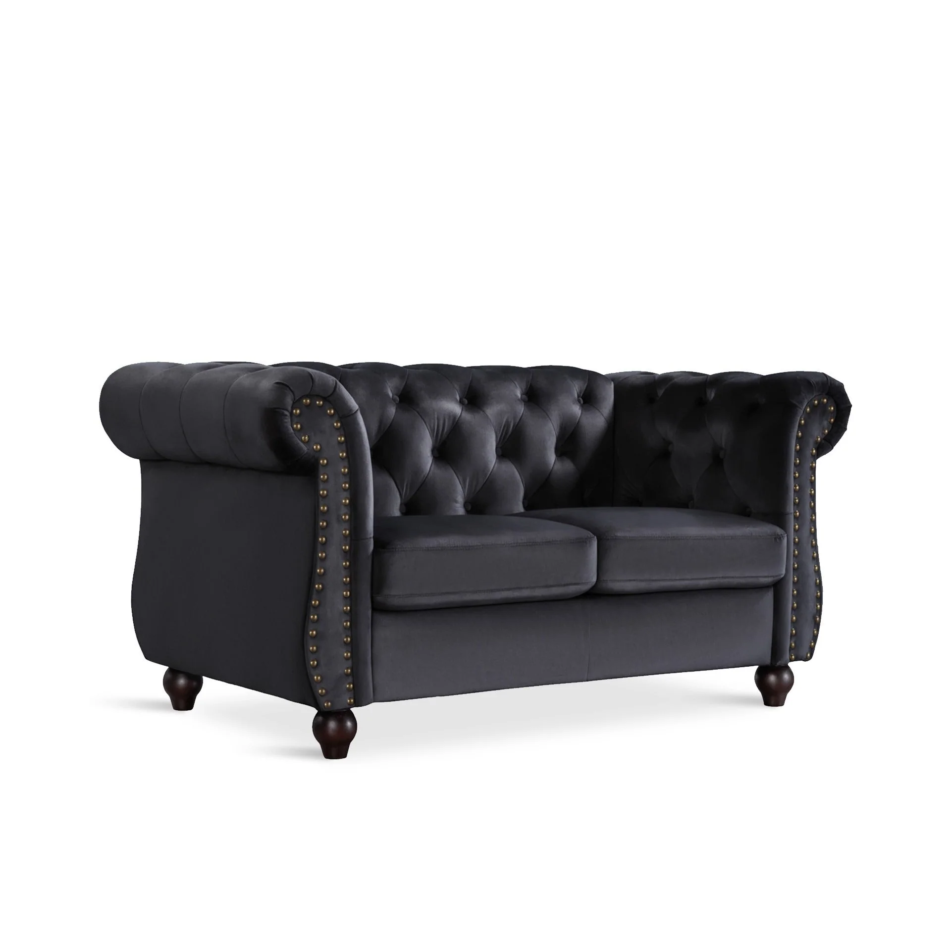 Emily Velvet 2 Seater Sofa - Black - Image 3