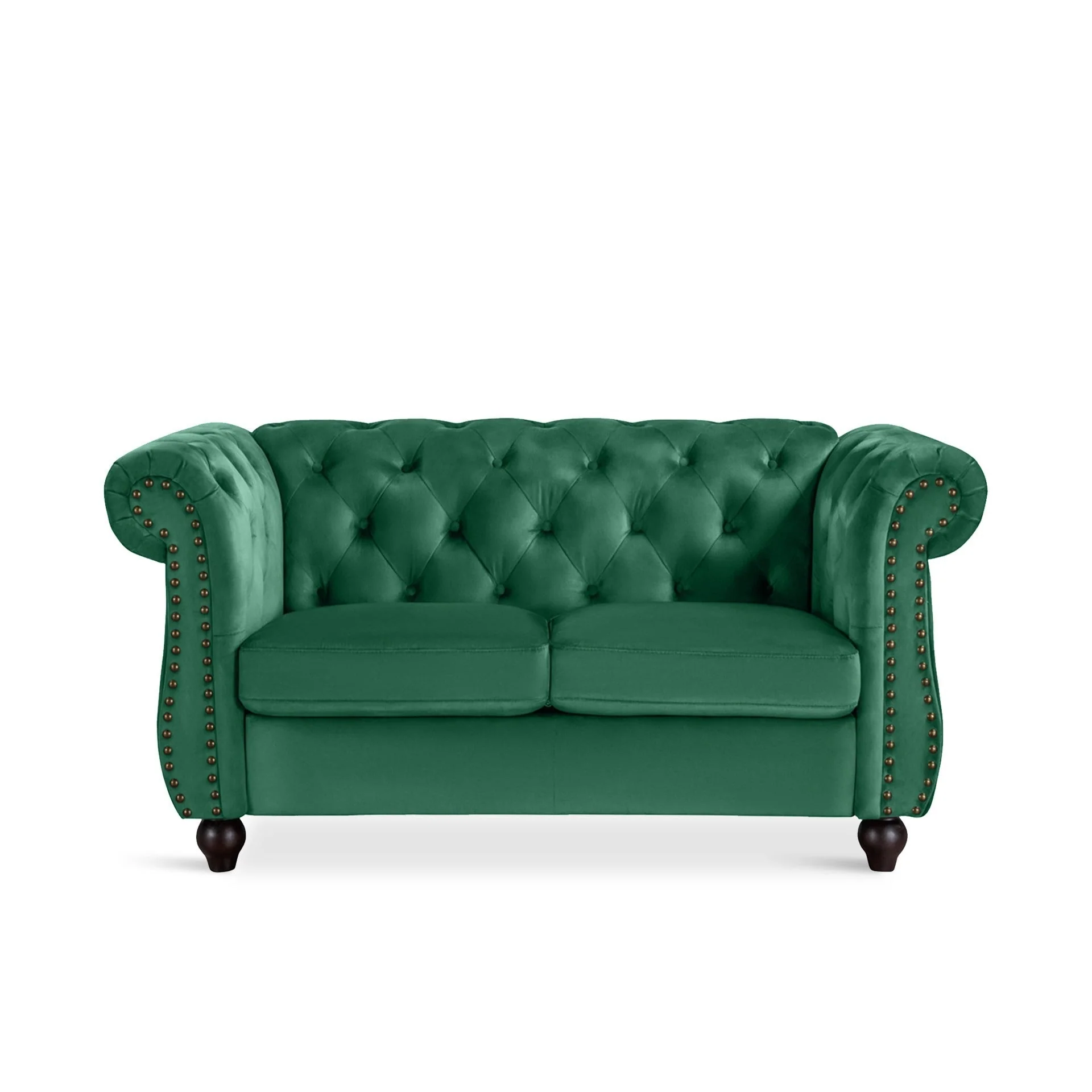 Emily Velvet 2 Seater Sofa - Green - Image 10
