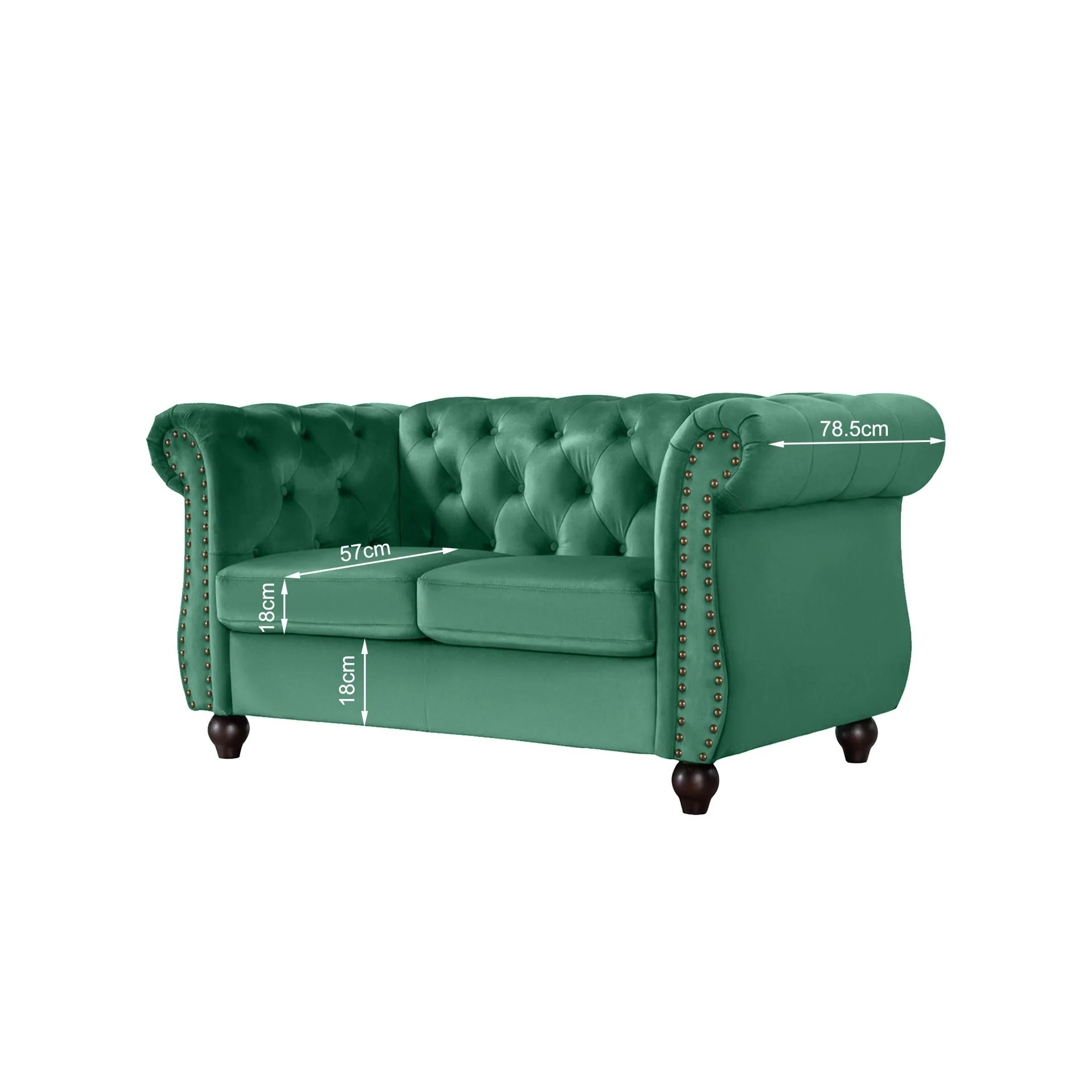 Emily Velvet 2 Seater Sofa - Green - Image 12