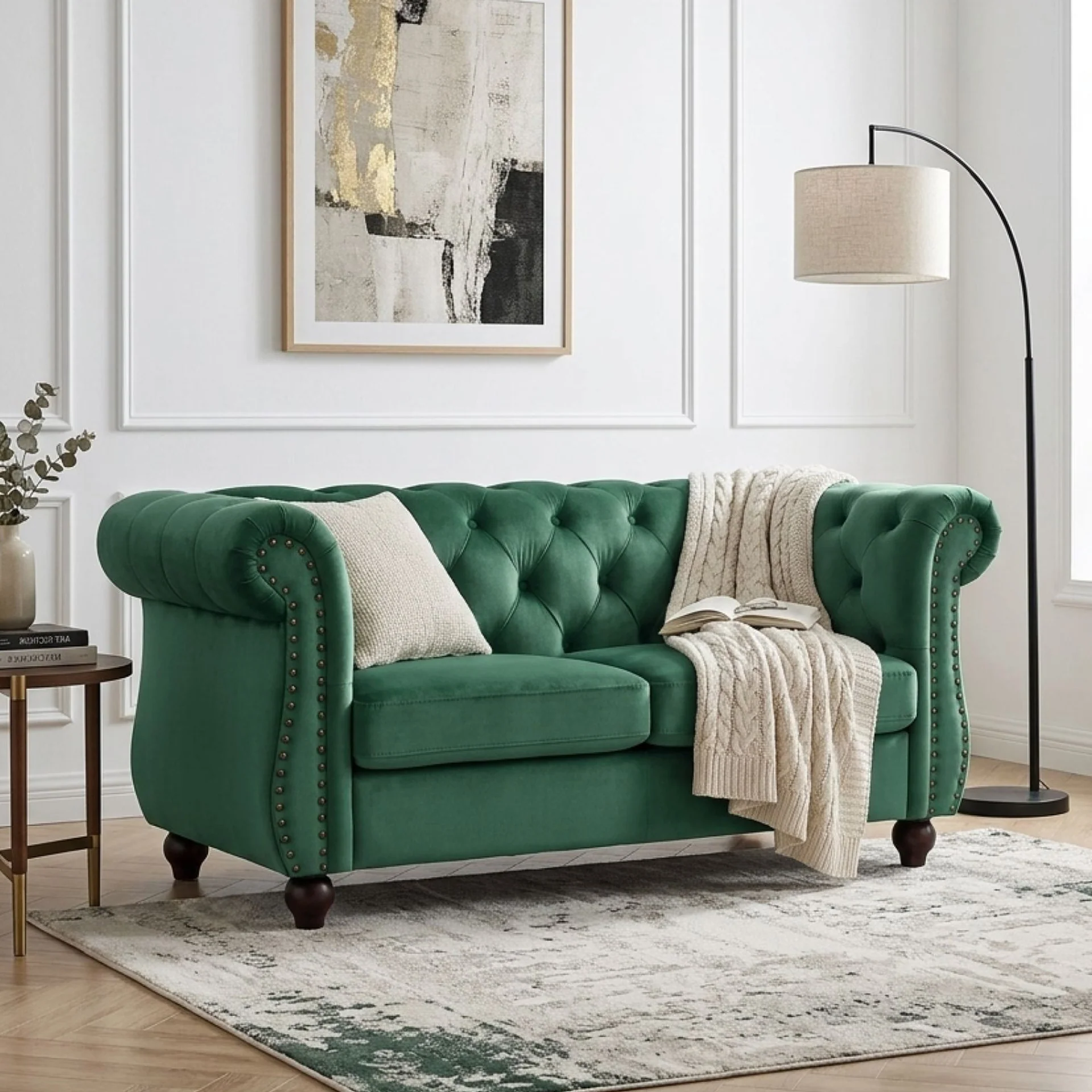 Emily Velvet 2 Seater Sofa - Green - Image 3