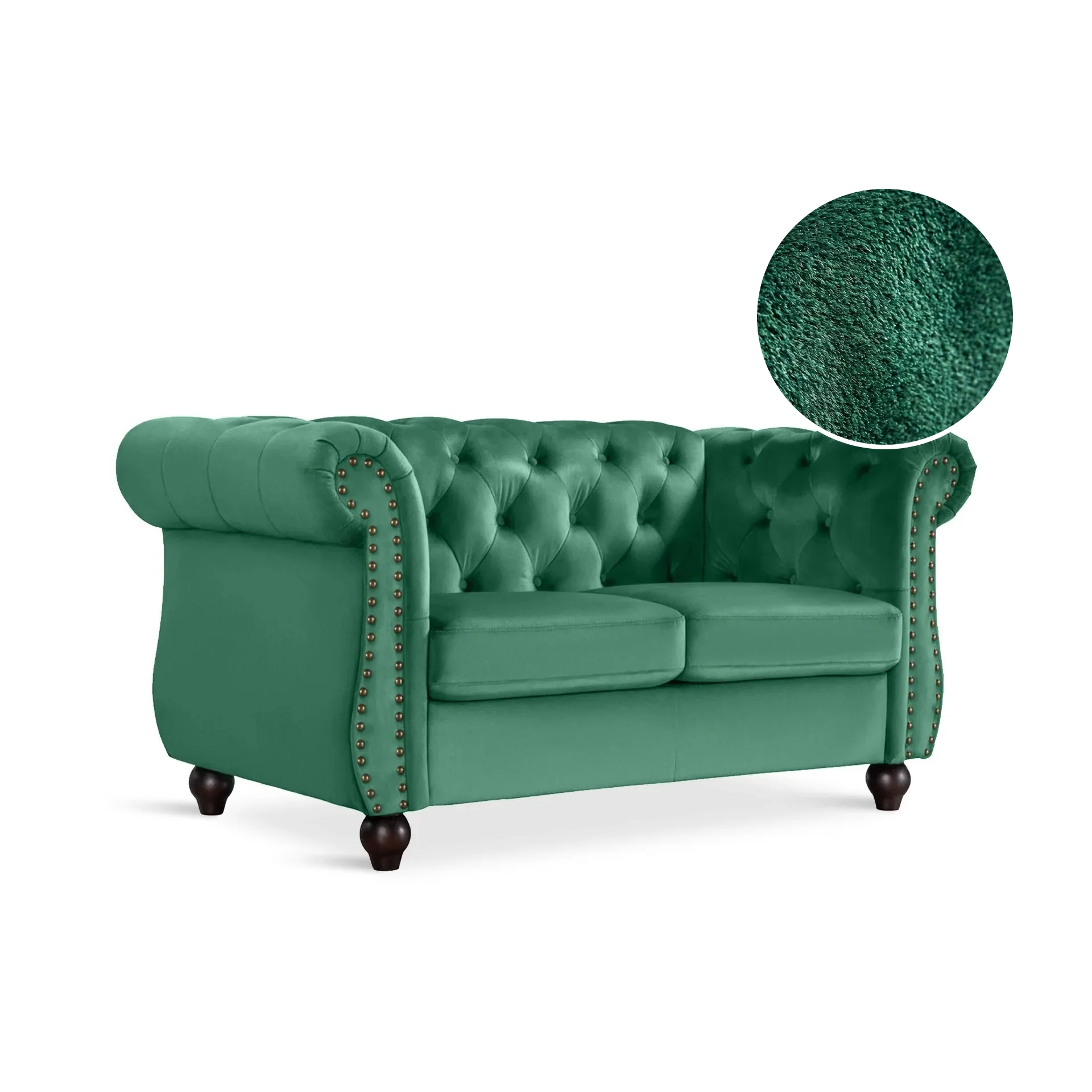 Emily Velvet 2 Seater Sofa - Green - Image 9