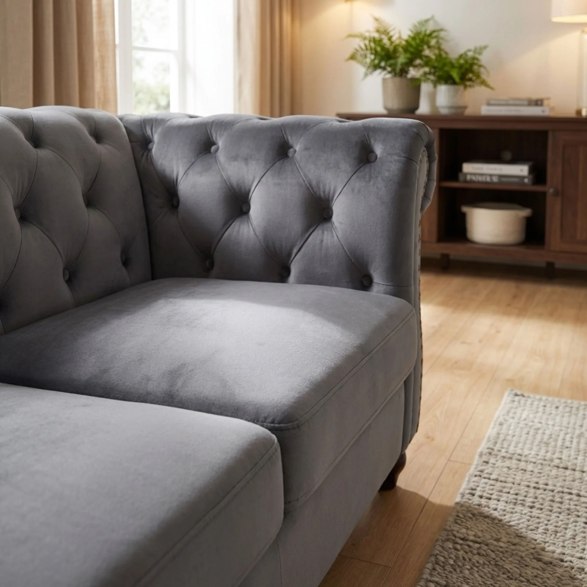Emily Velvet 2 Seater Sofa - Grey - Image 6