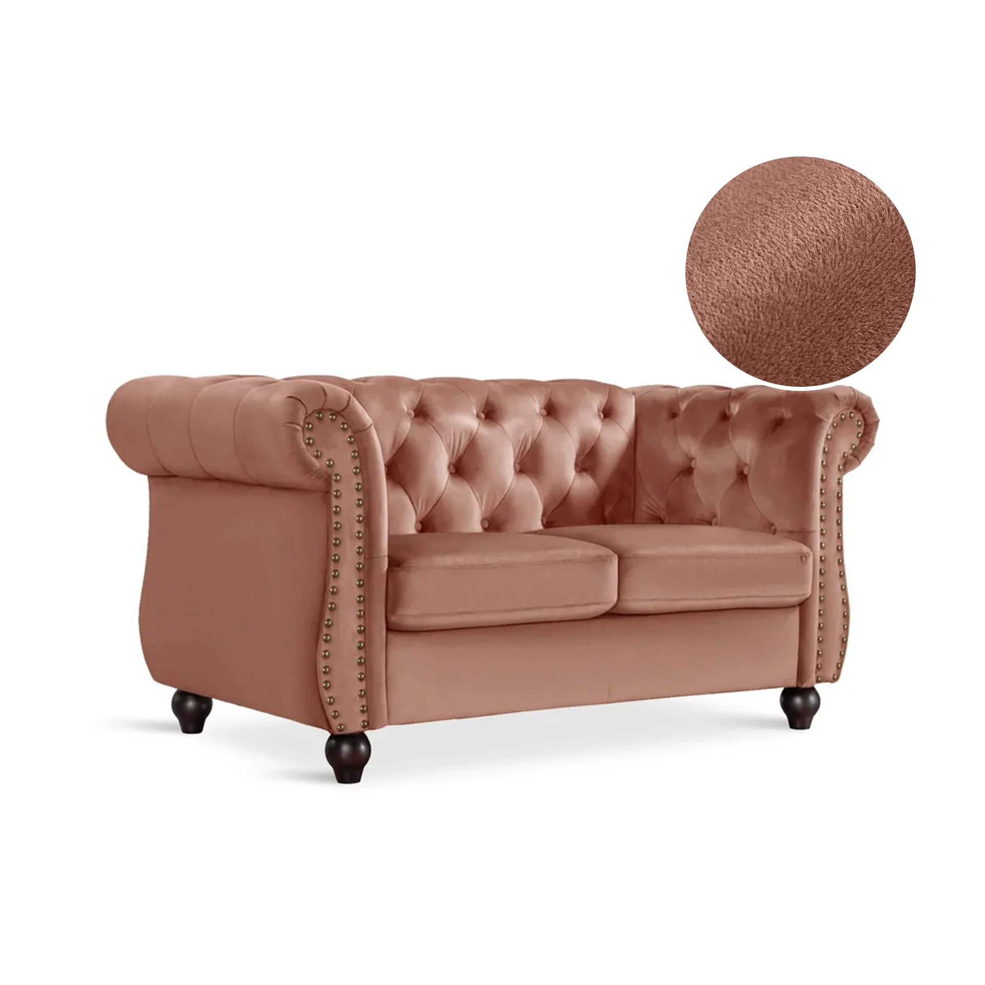 Emily Velvet 2 Seater Sofa - Rose - Image 10