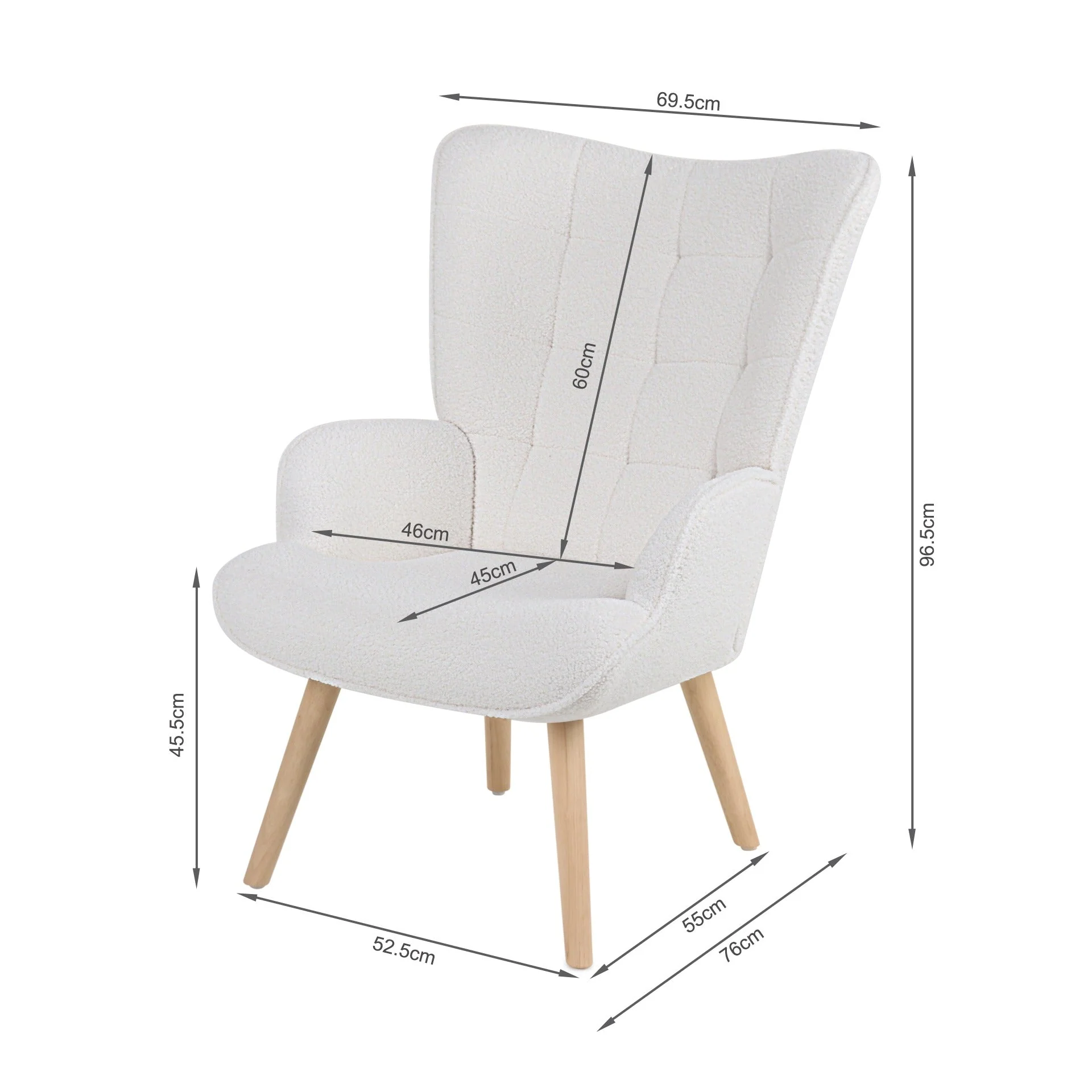 Emma Boucle Armchair with Ottoman - White - Image 19