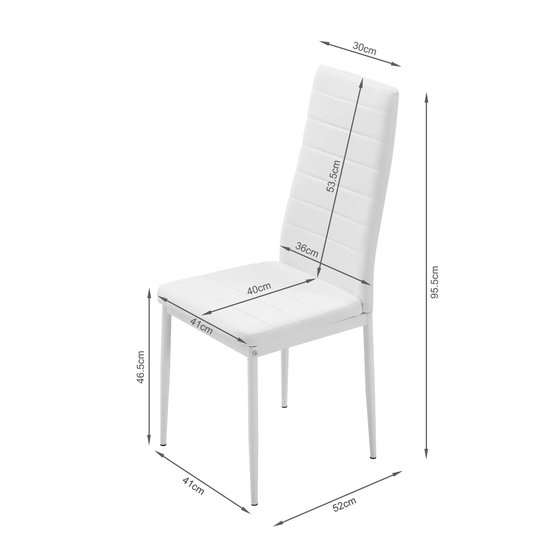 Ethan PU Leather Dining Chair - Set of 4 - White - Image 13