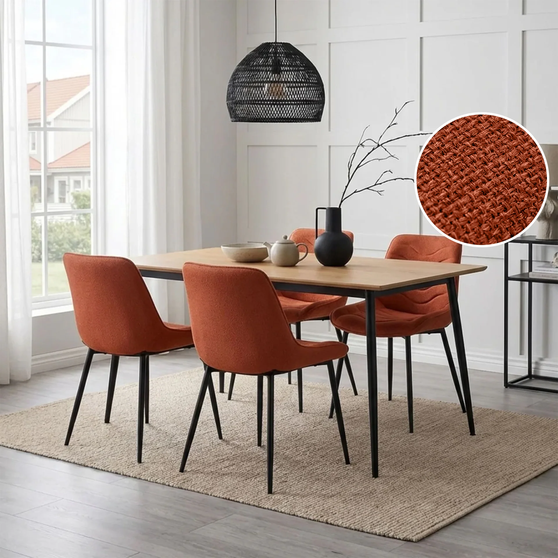 Payton Fabric Dining Chair - Set of 4 - Orange - Image 2