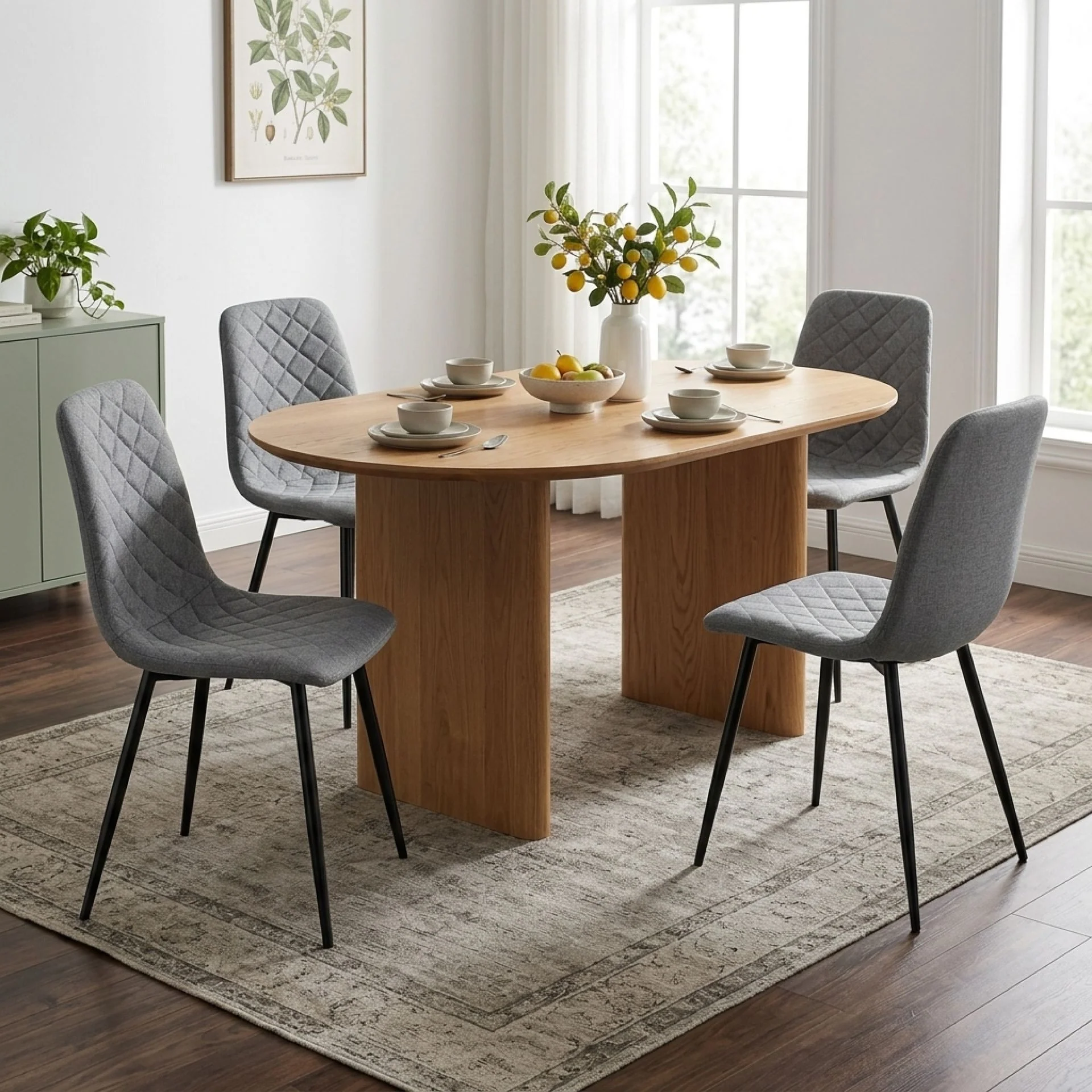 Fika Linen Dining Chair - Set of 4 - Grey