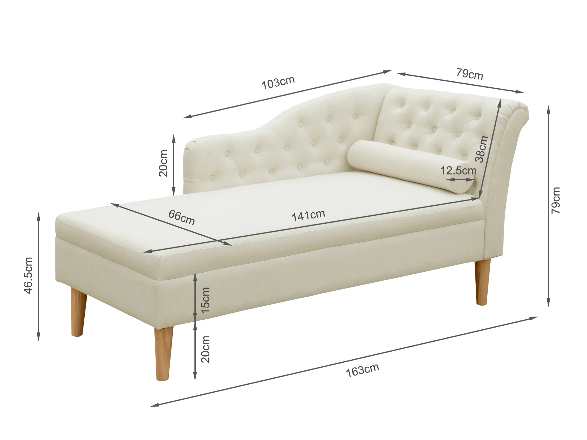 Florence Chaise Lounge Sofa - Beige - Image 6