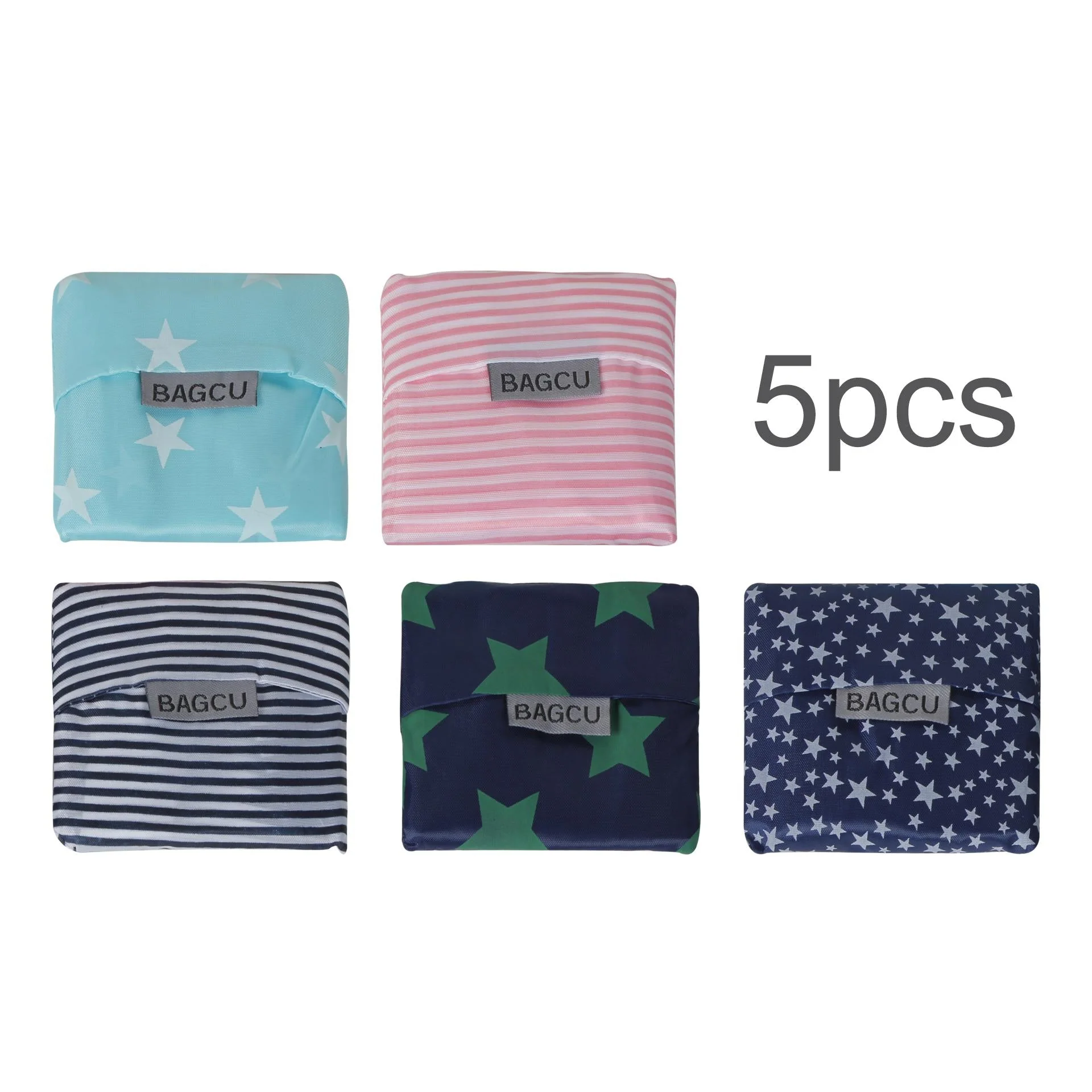 Foldable Reusable Bags Eco Grocery Shopping Bags - Set of 5 - Image 3