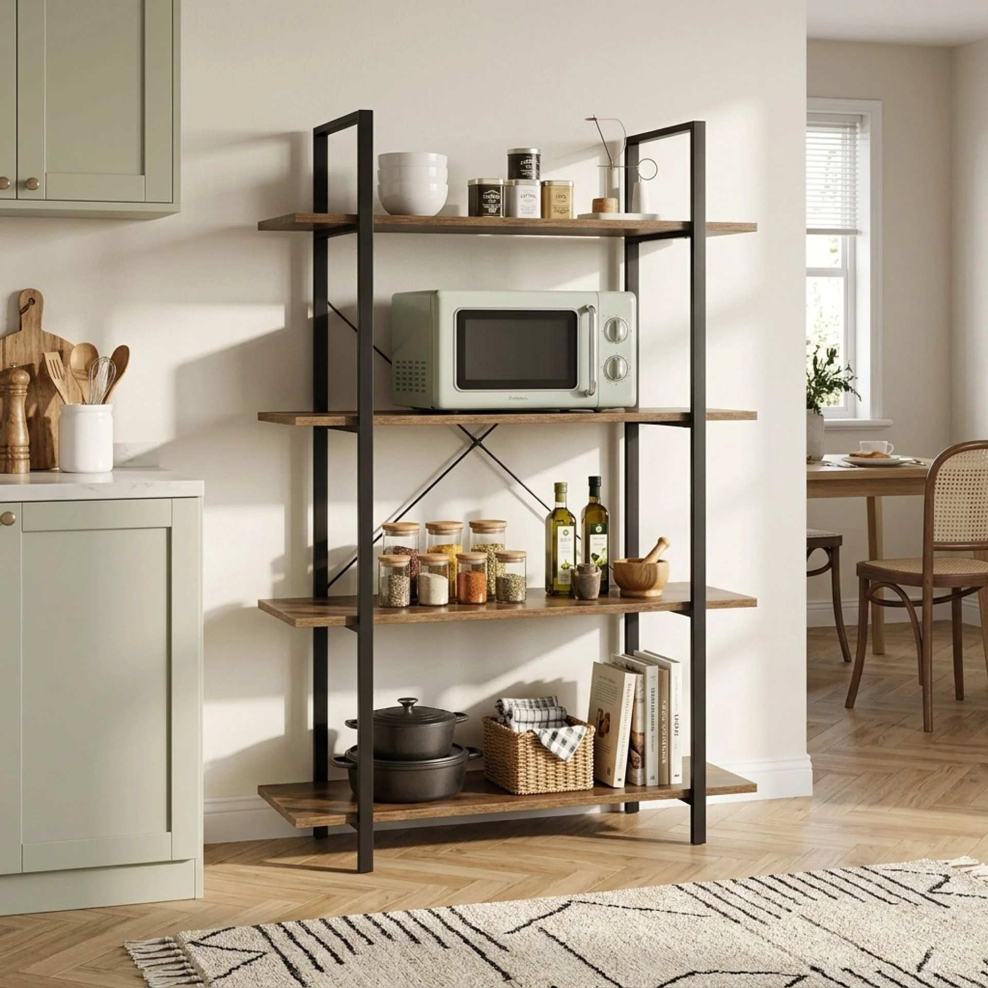Forge 4-Tier Bookshelf - Rustic Brown - Image 3