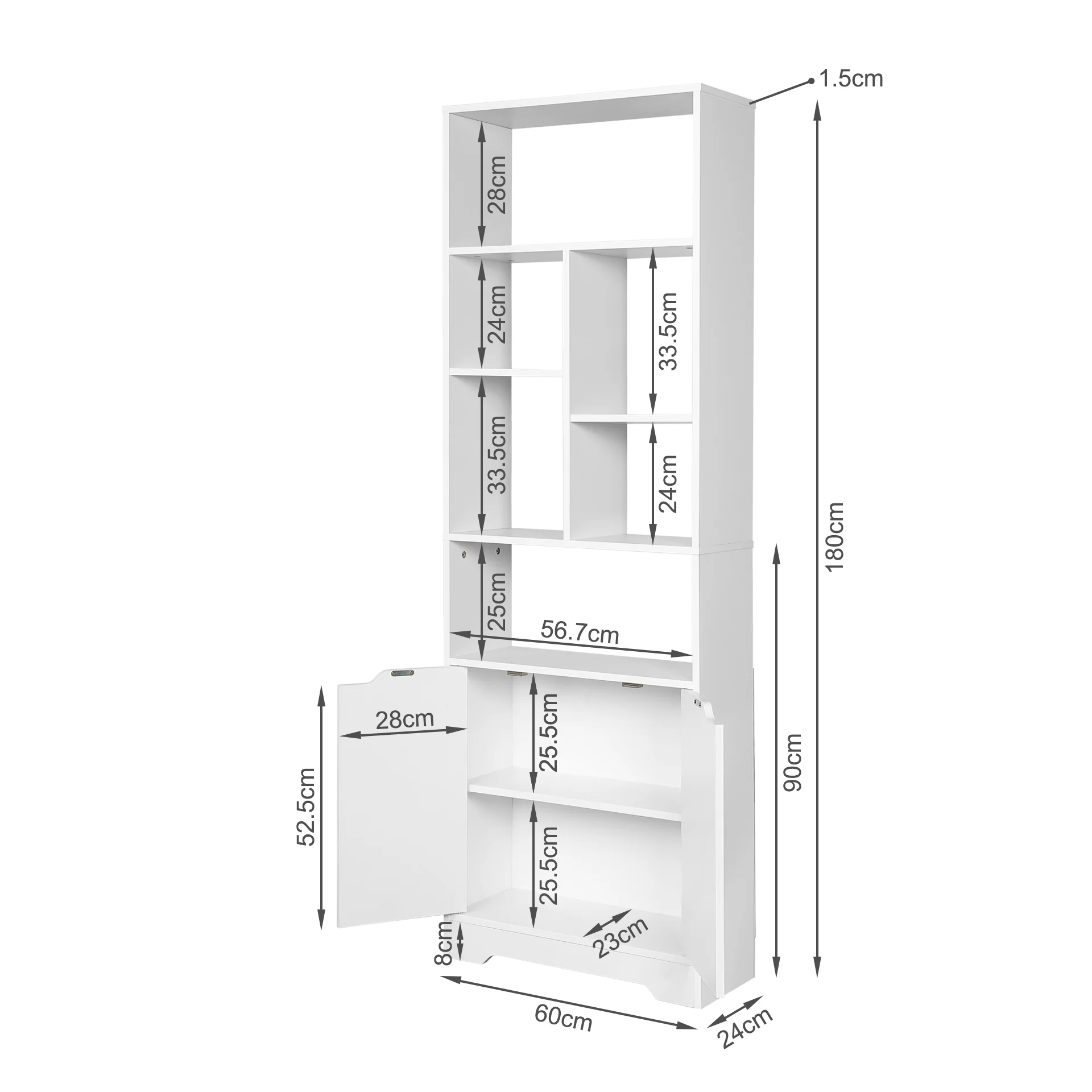 Formo Bookshelf Storage Cabinet - White - Image 11