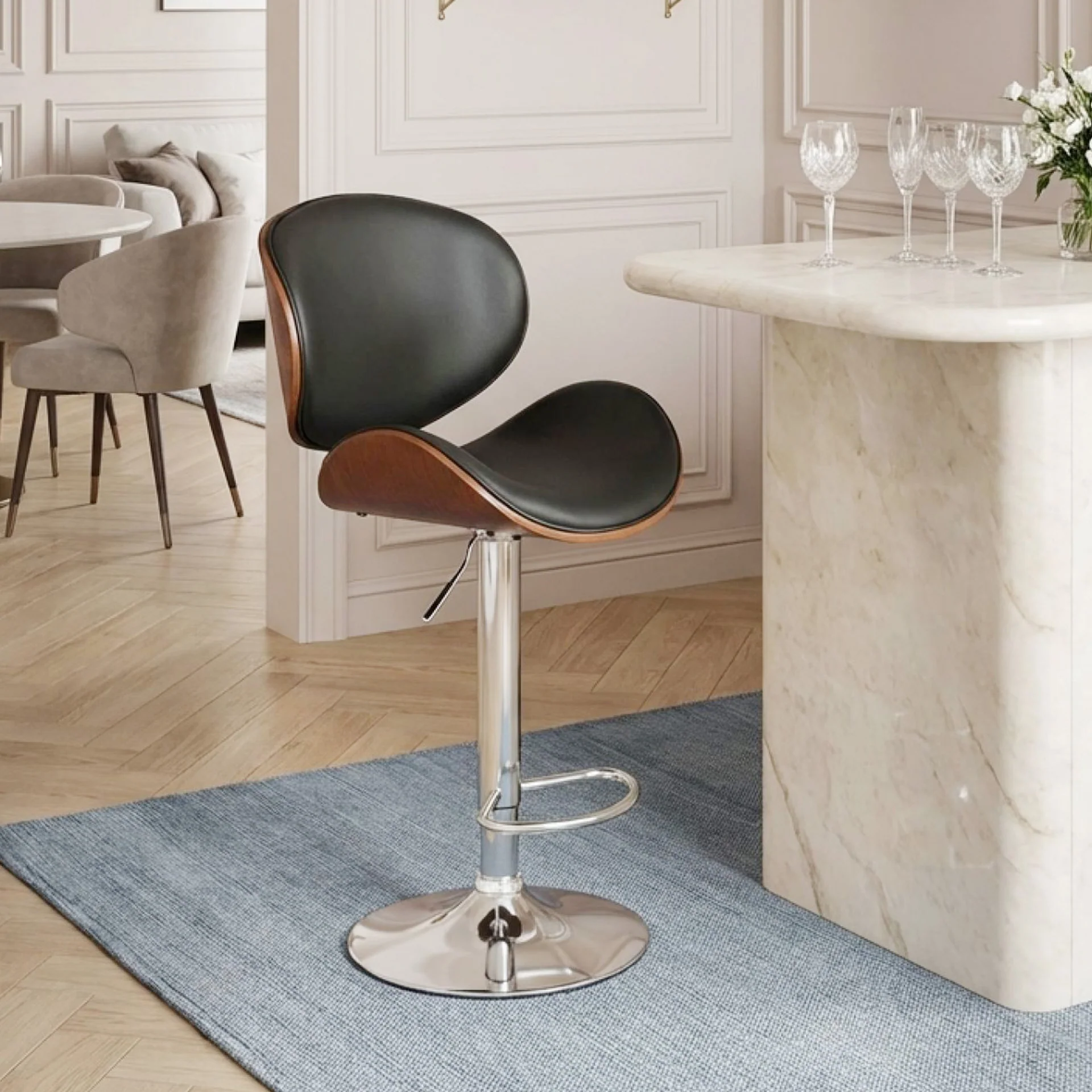 Foti Swivel Bar Stool - Black - Image 4