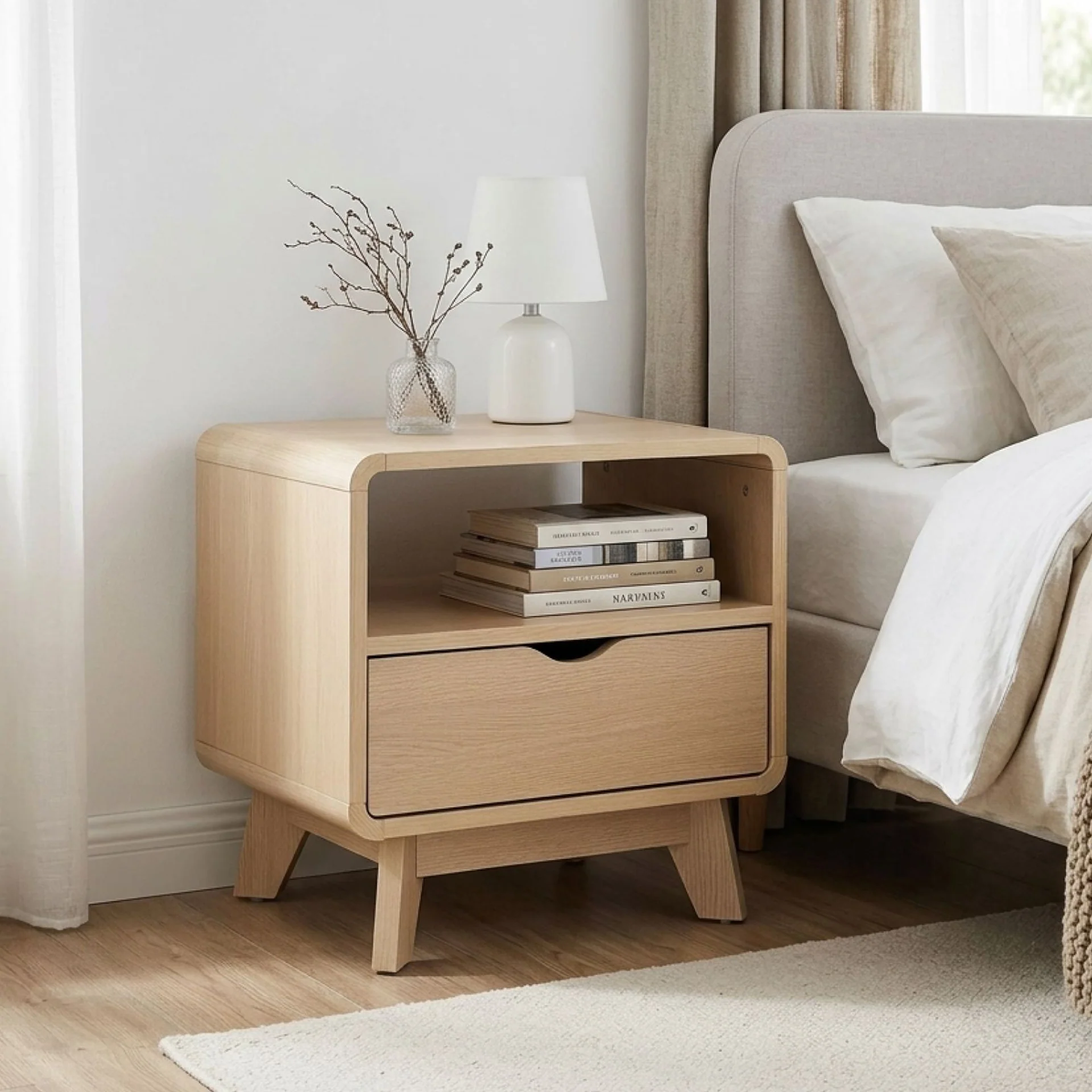 Fredy Bedside Table - Natural Oak
