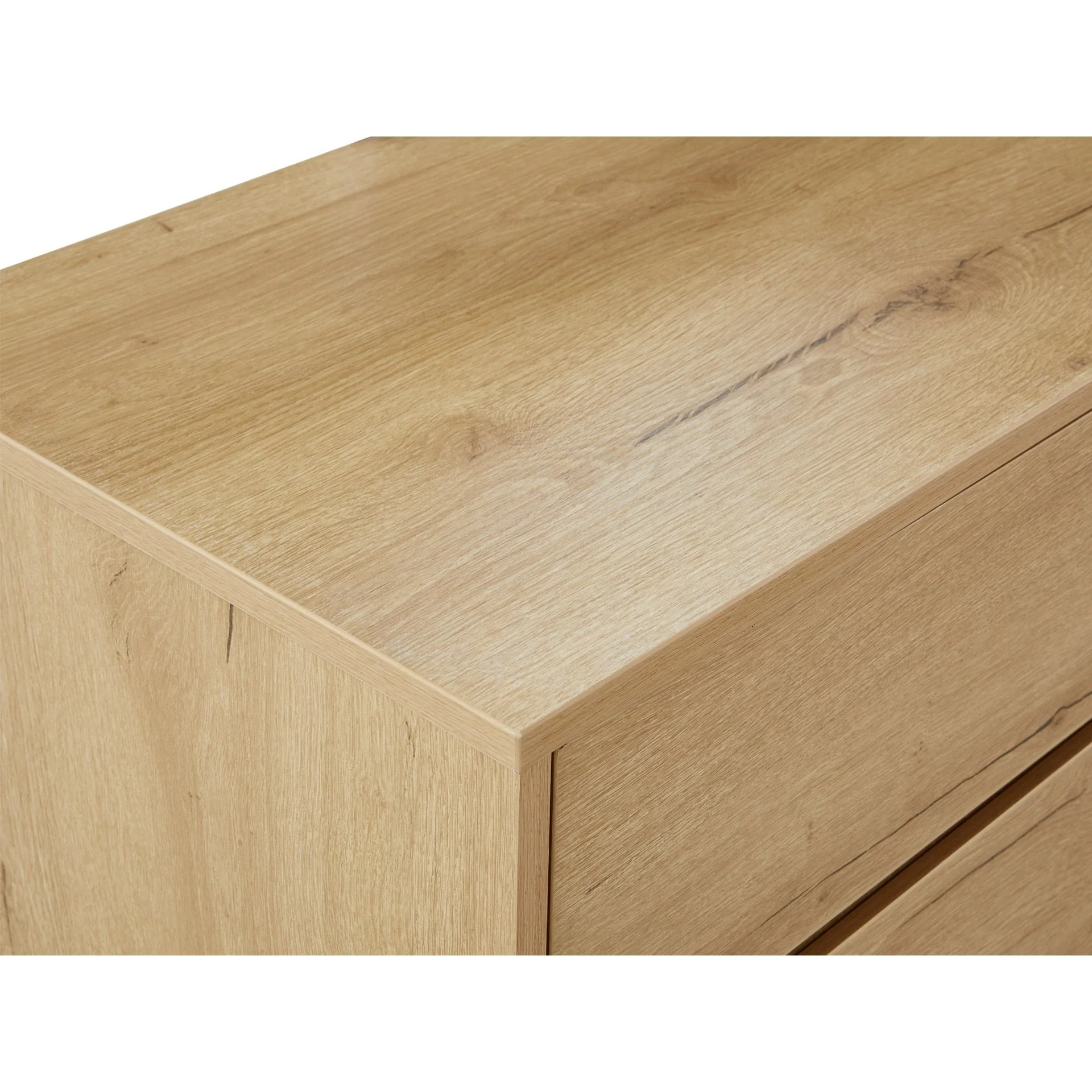 Frohna Low Boy 6 Drawers Chest Dresser with Mirror - Oak - Image 14