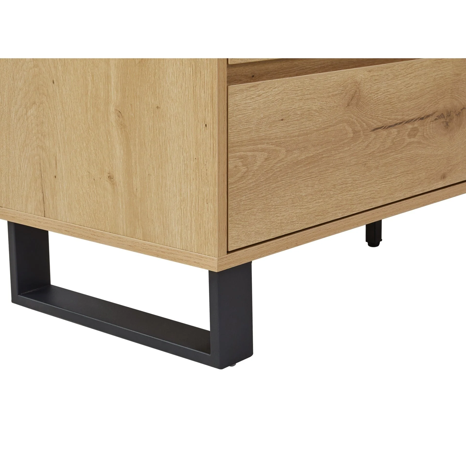 Frohna Low Boy 6 Drawers Chest Dresser with Mirror - Oak - Image 16